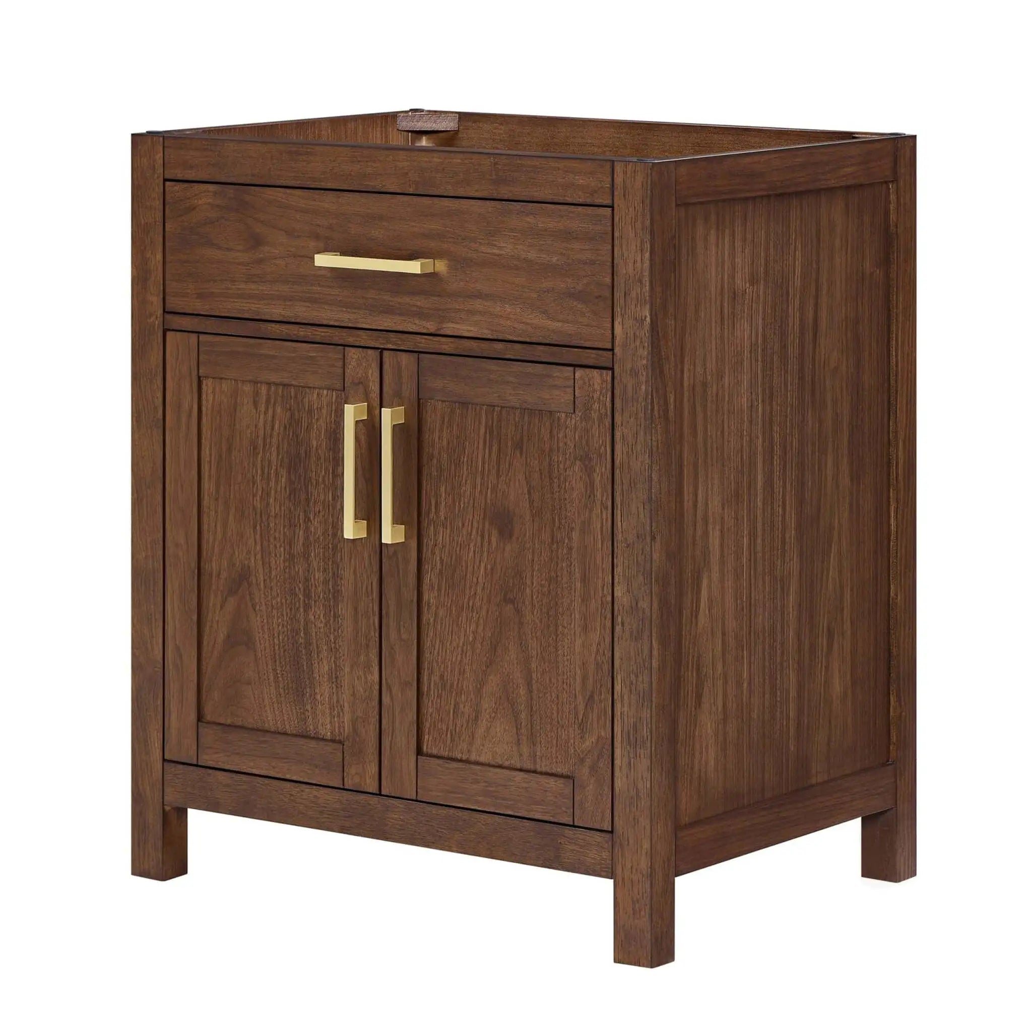 30" Beckett Single Bathroom Vanity in Dark Walnut with Brushed Gold Trim by Wyndham