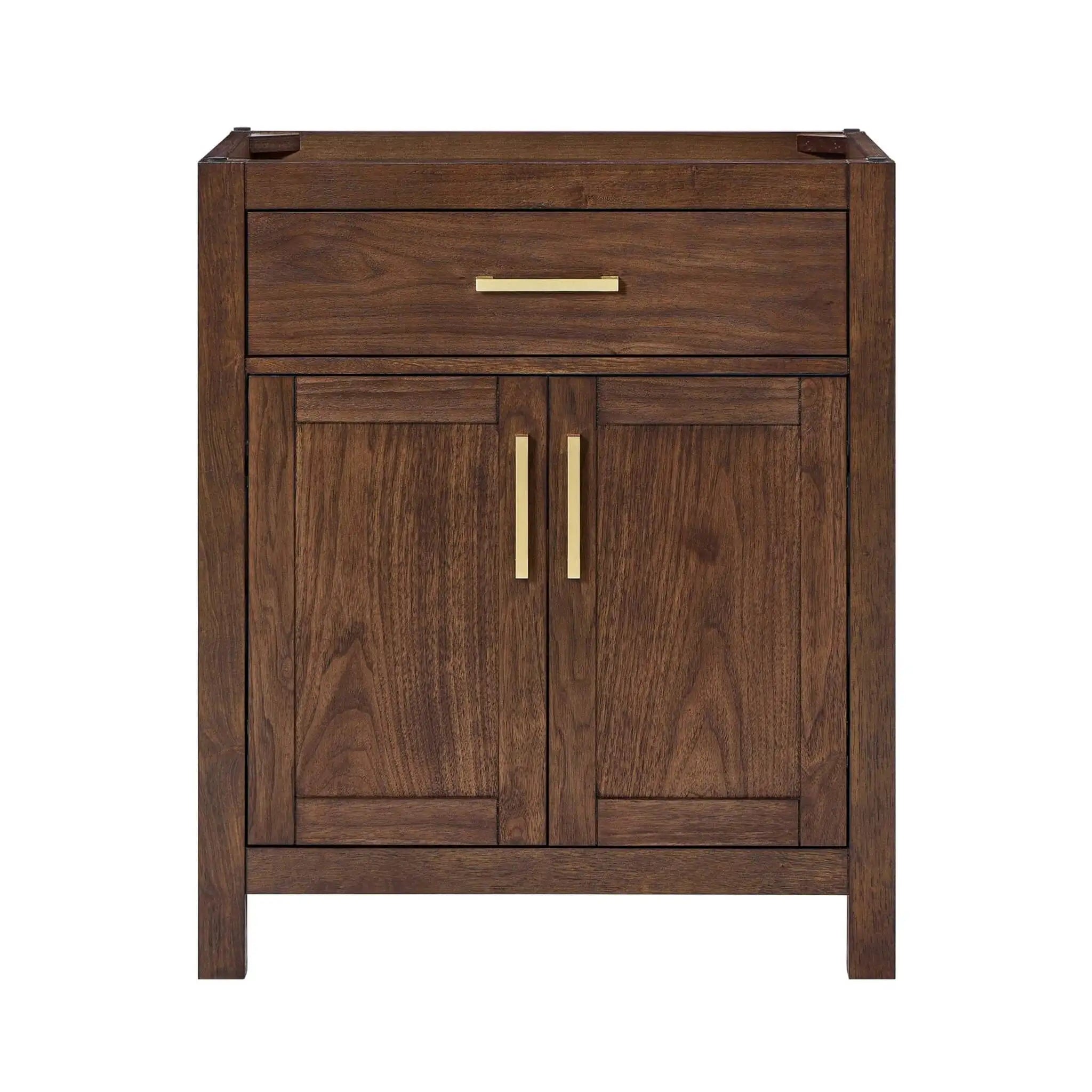 30" Beckett Single Bathroom Vanity in Dark Walnut with Brushed Gold Trim by Wyndham