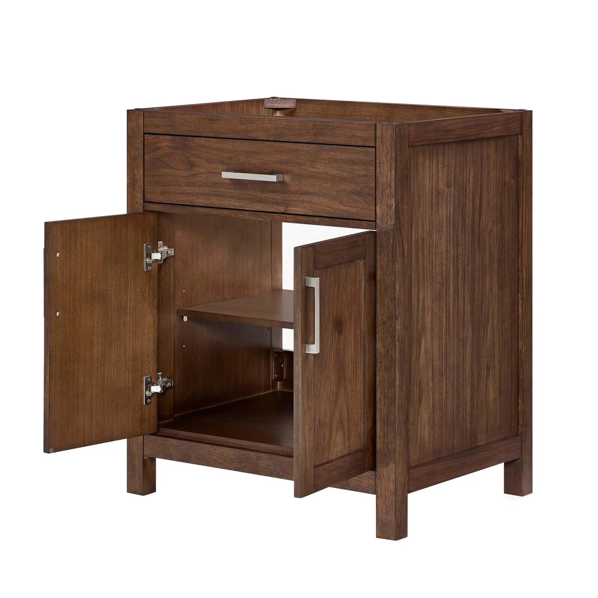 30" Beckett Single Bathroom Vanity in Dark Walnut with Brushed Nickel Trim by Wyndham