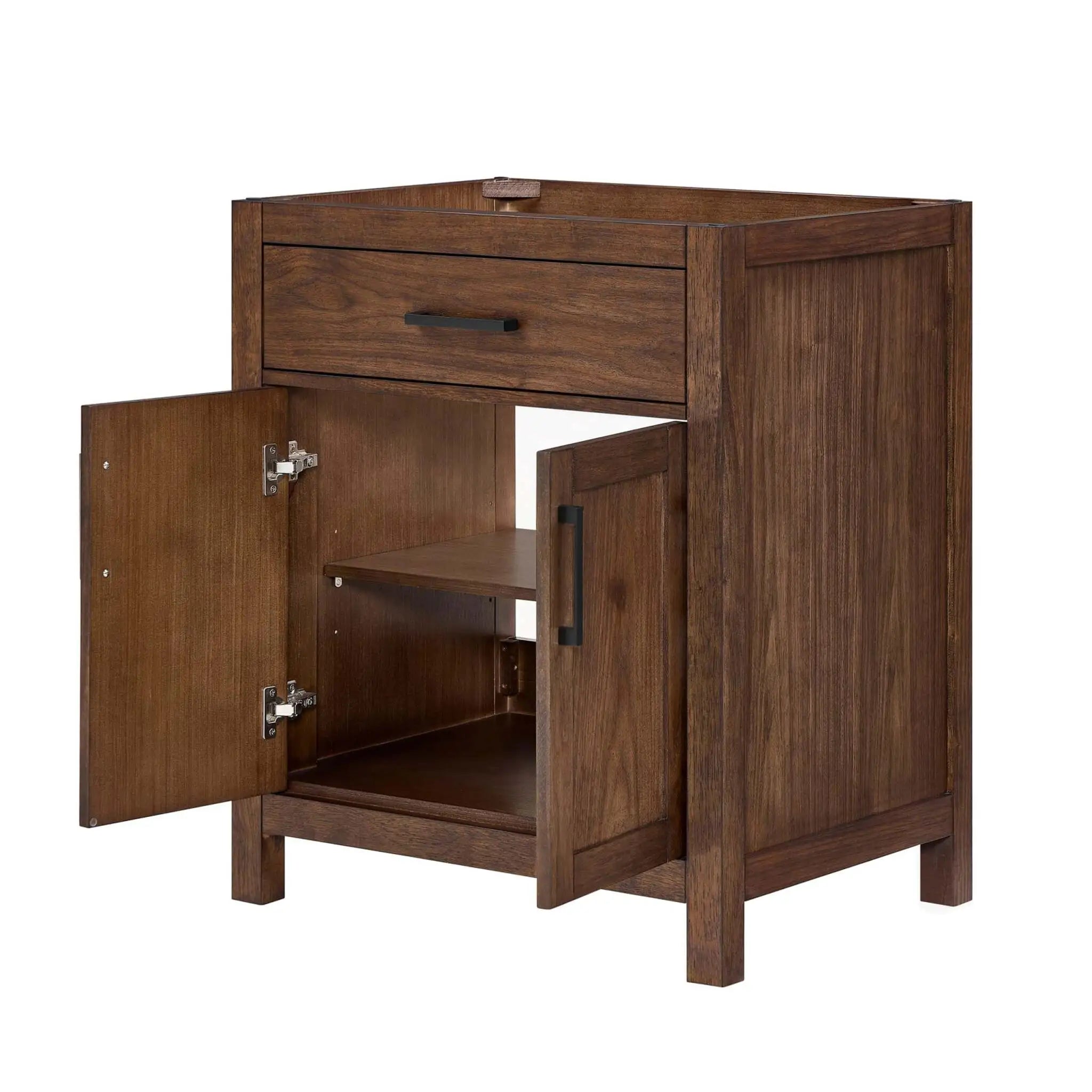 30" Beckett Single Bathroom Vanity in Dark Walnut with Matte Black Trim by Wyndham