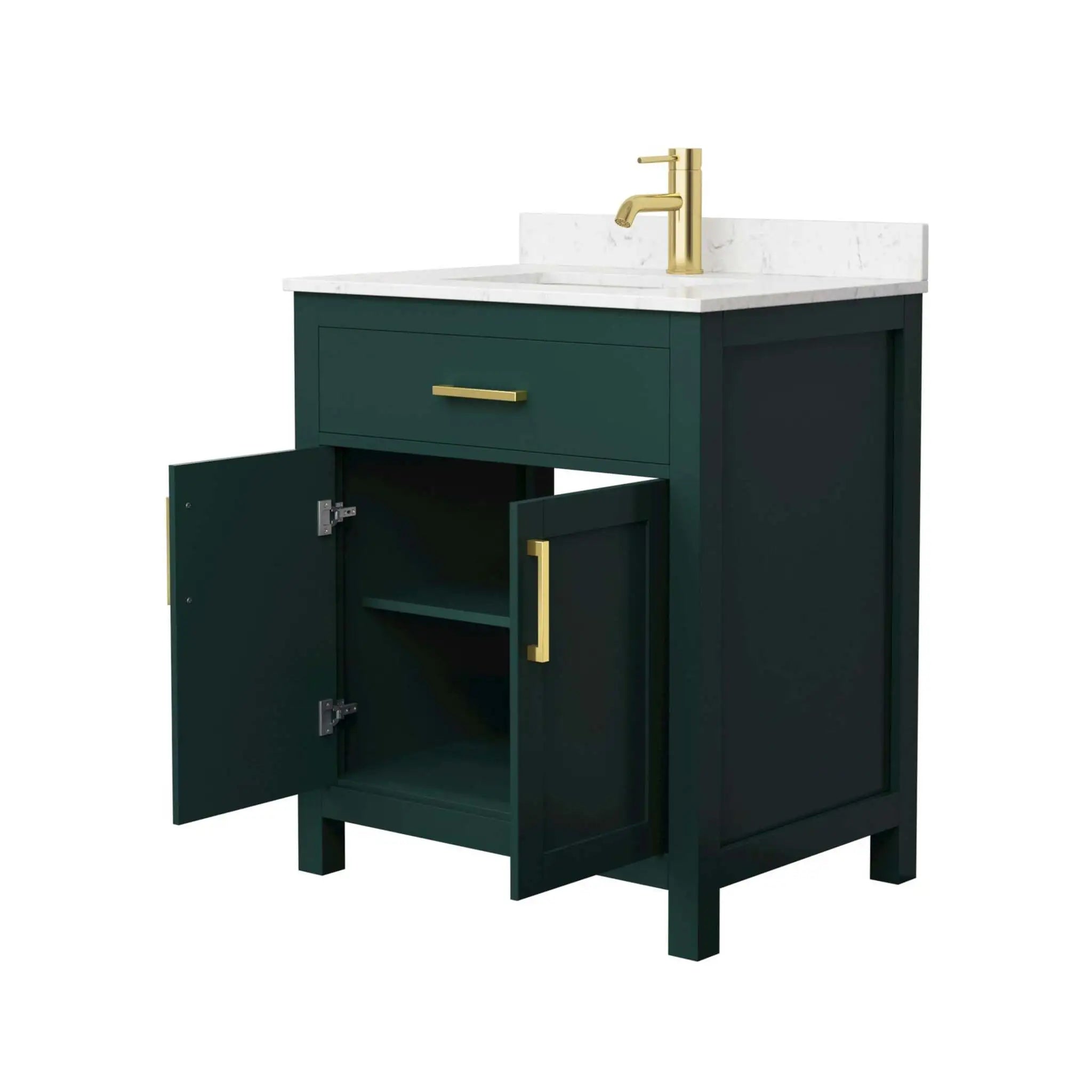 30" Beckett Single Bathroom Vanity in Green with Brushed Gold Trim by Wyndham