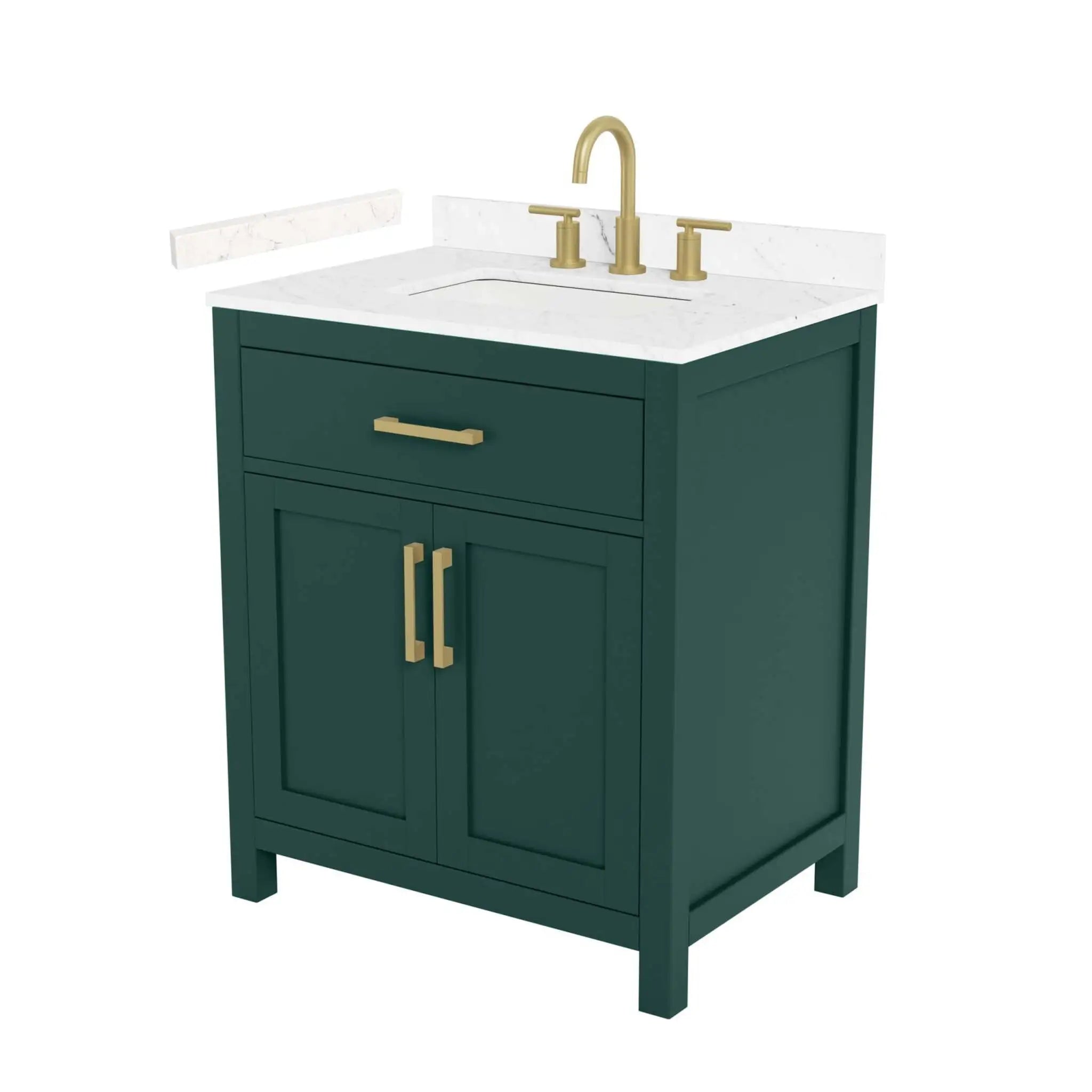 30" Beckett Single Bathroom Vanity in Green with Brushed Gold Trim by Wyndham