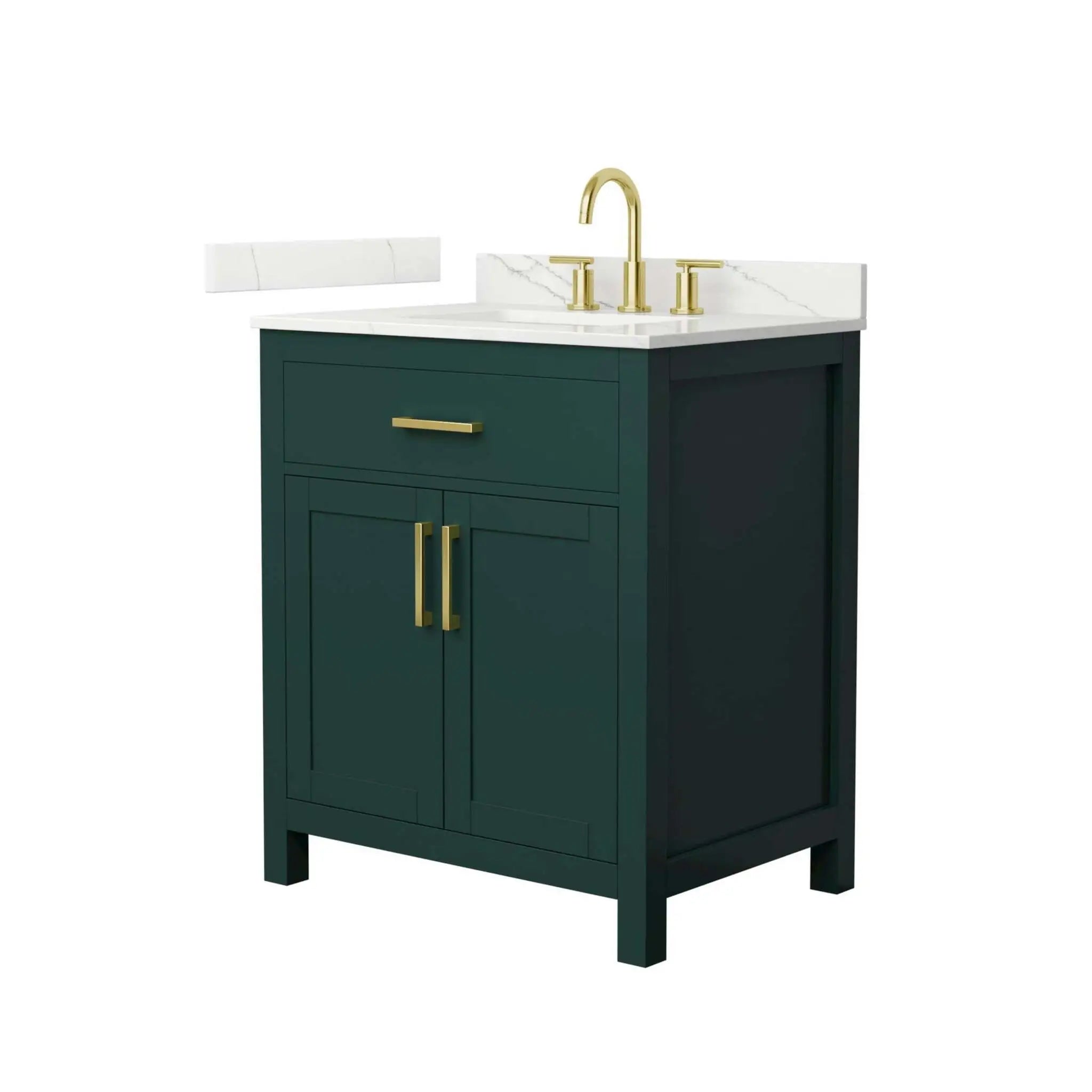 30" Beckett Single Bathroom Vanity in Green with Brushed Gold Trim by Wyndham