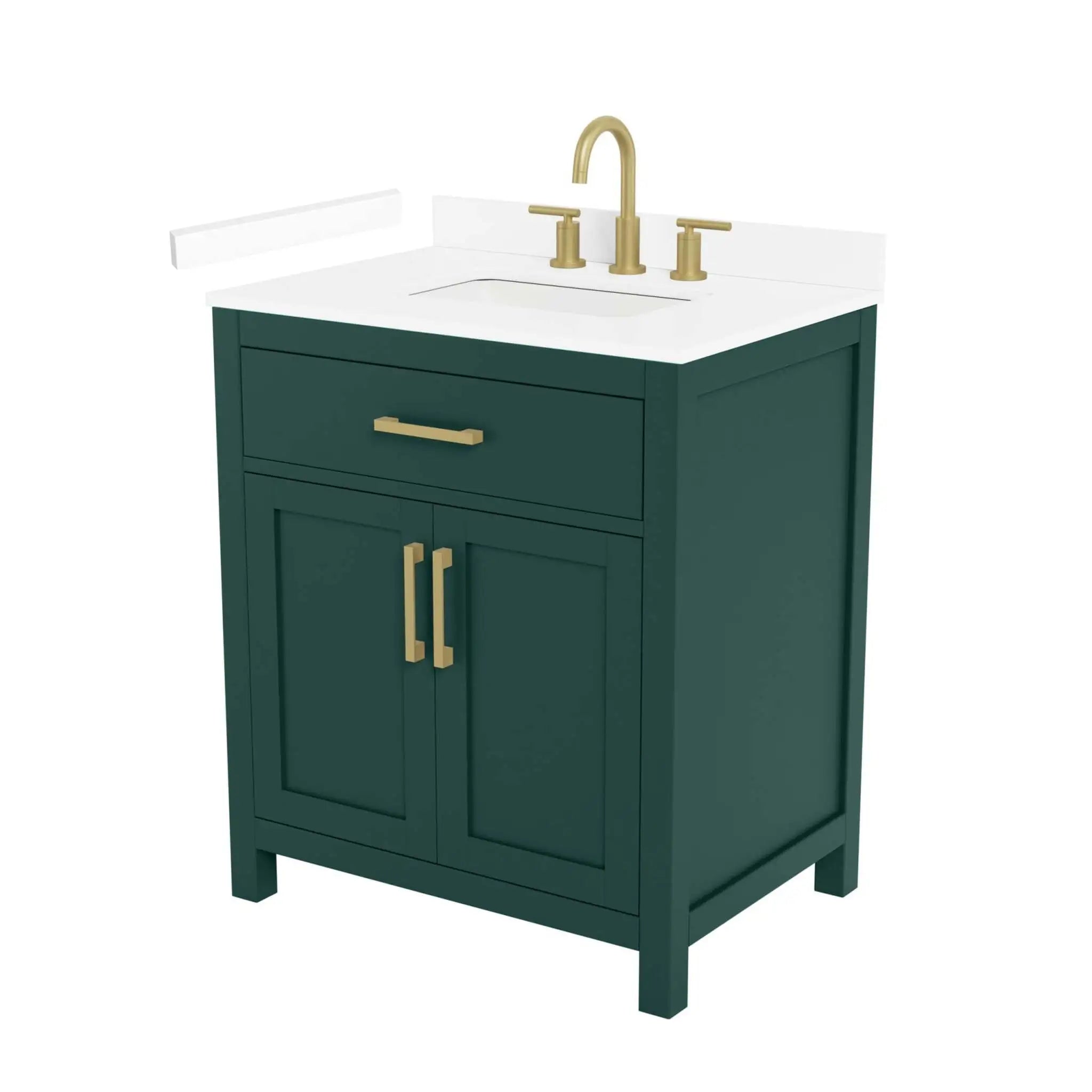 30" Beckett Single Bathroom Vanity in Green with Brushed Gold Trim by Wyndham