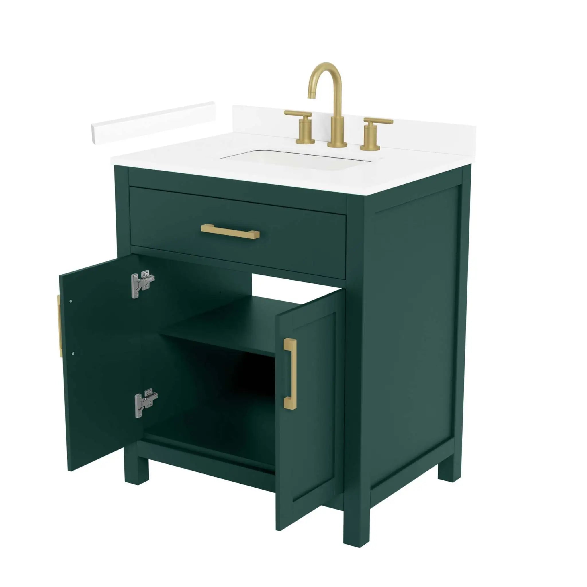 30" Beckett Single Bathroom Vanity in Green with Brushed Gold Trim by Wyndham