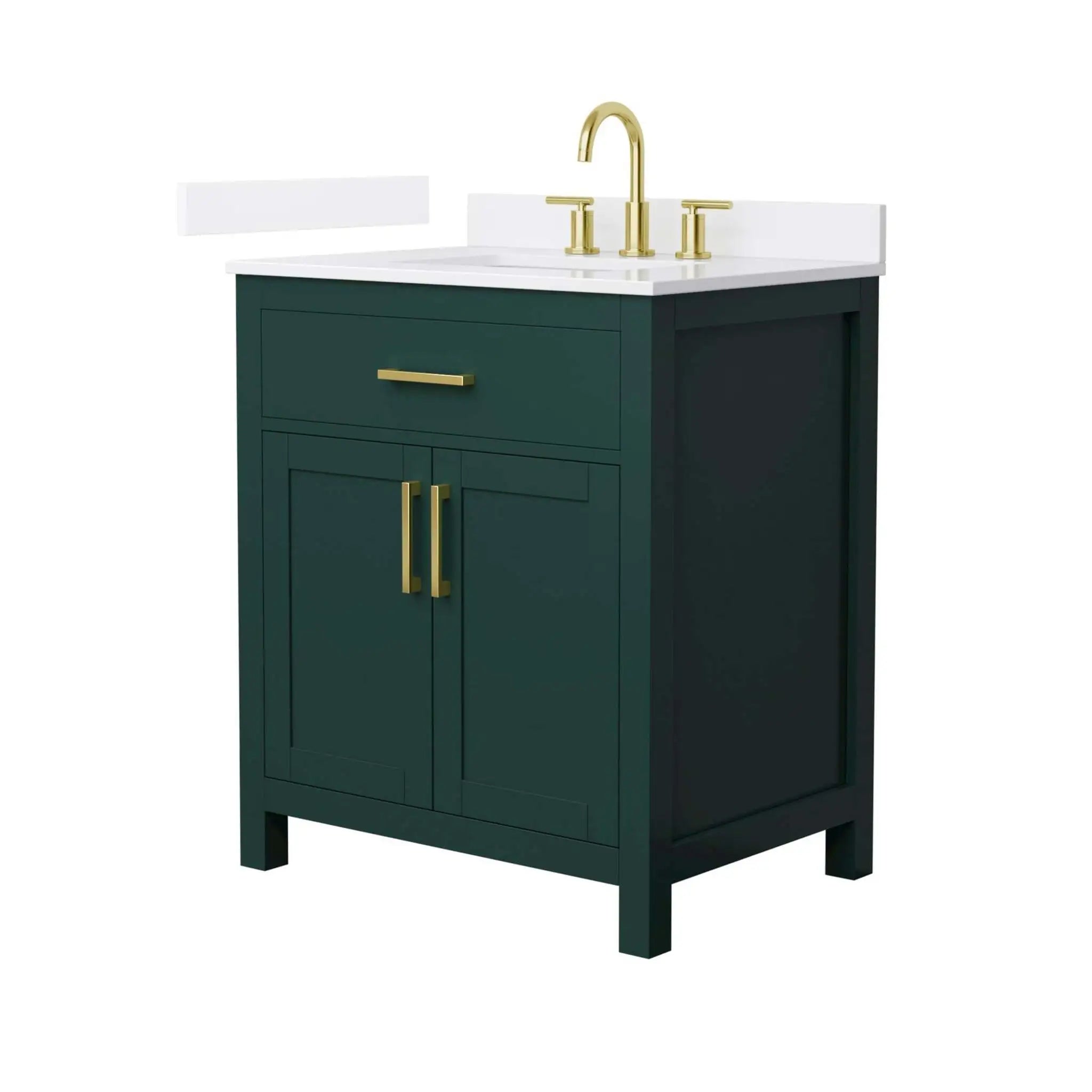 30" Beckett Single Bathroom Vanity in Green with Brushed Gold Trim by Wyndham