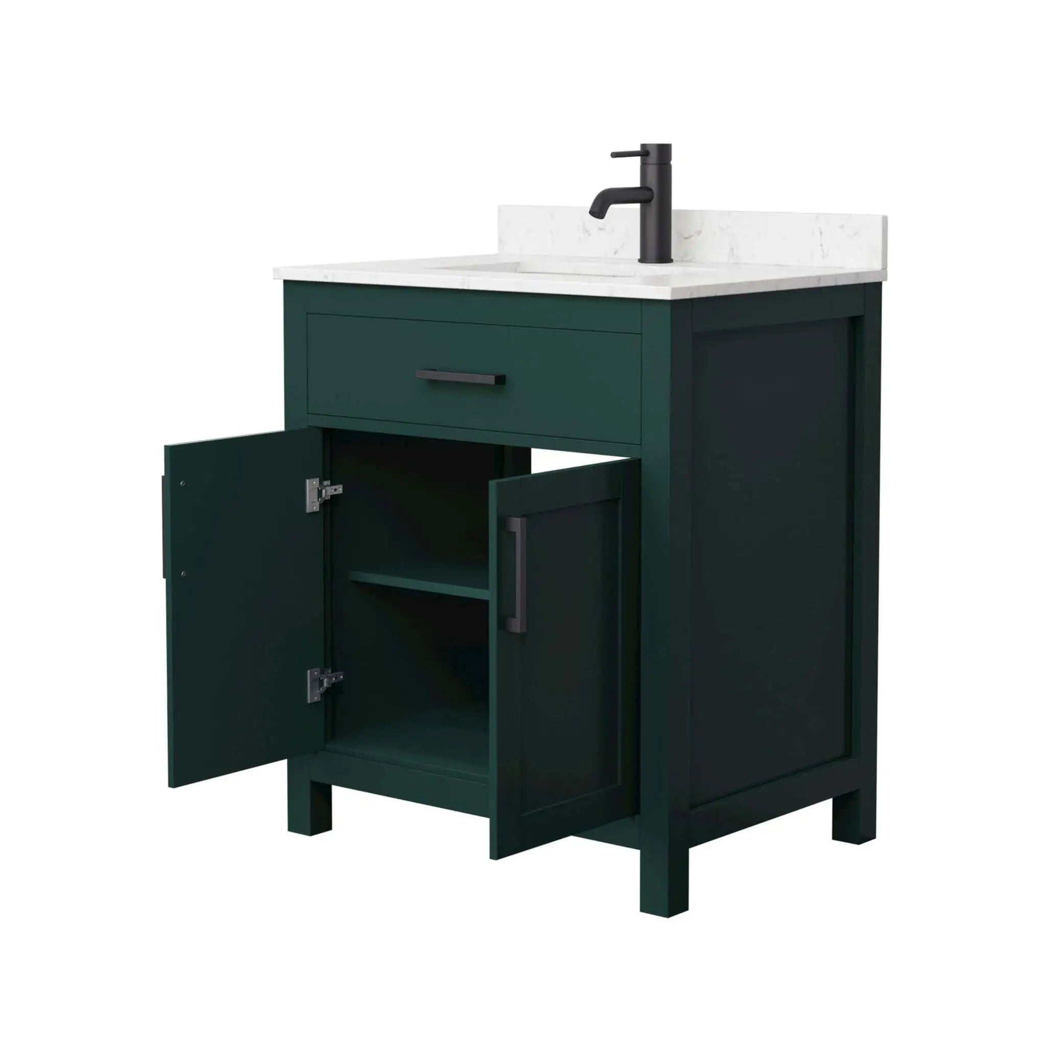 30" Beckett Single Bathroom Vanity in Green with Matte Black Trim by Wyndham