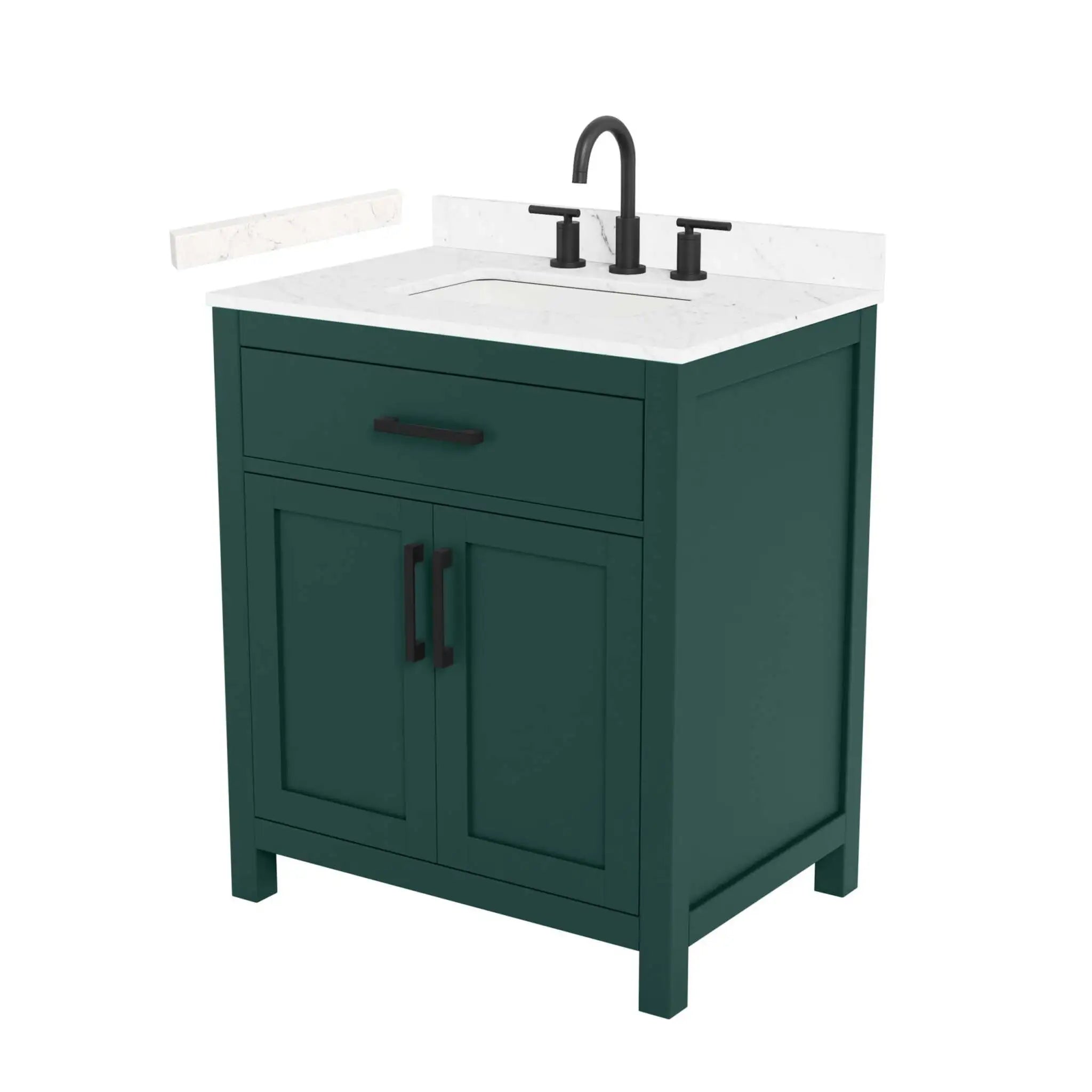 30" Beckett Single Bathroom Vanity in Green with Matte Black Trim by Wyndham