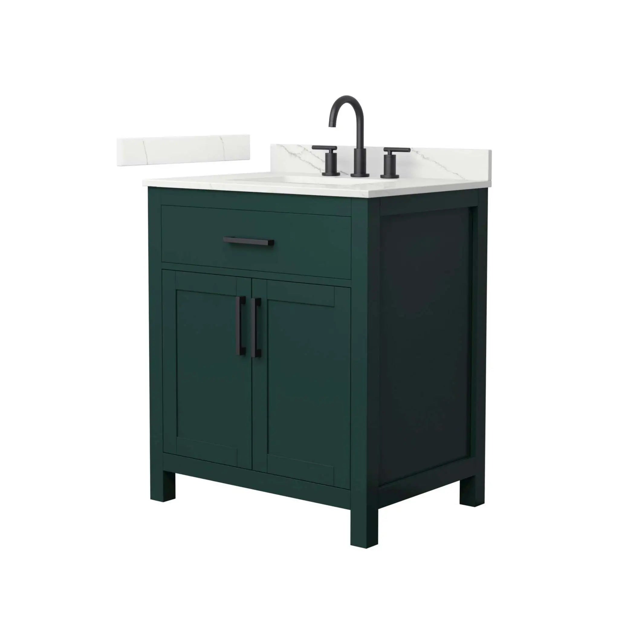 30" Beckett Single Bathroom Vanity in Green with Matte Black Trim by Wyndham