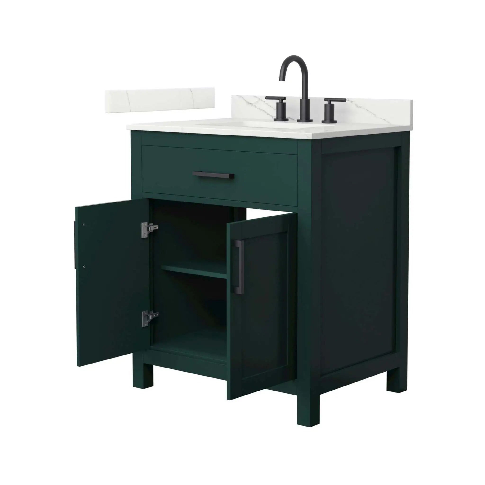30" Beckett Single Bathroom Vanity in Green with Matte Black Trim by Wyndham