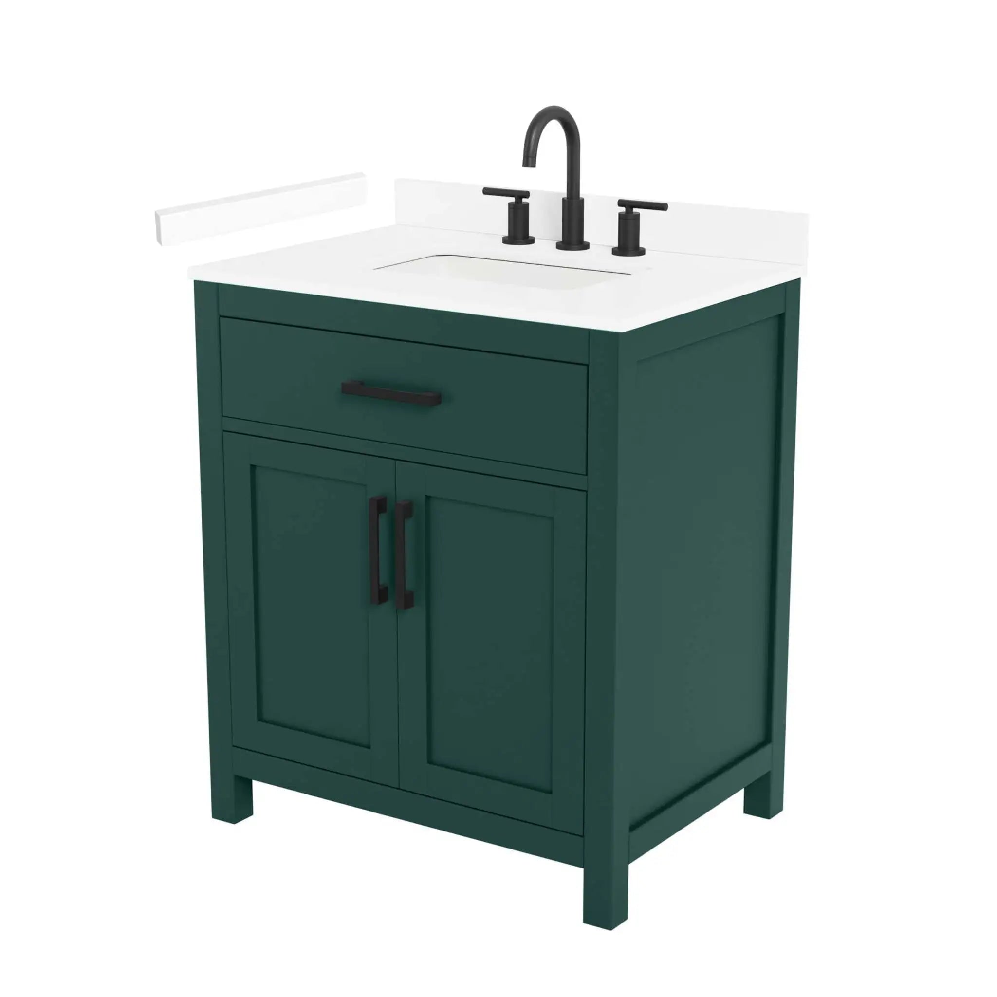 30" Beckett Single Bathroom Vanity in Green with Matte Black Trim by Wyndham