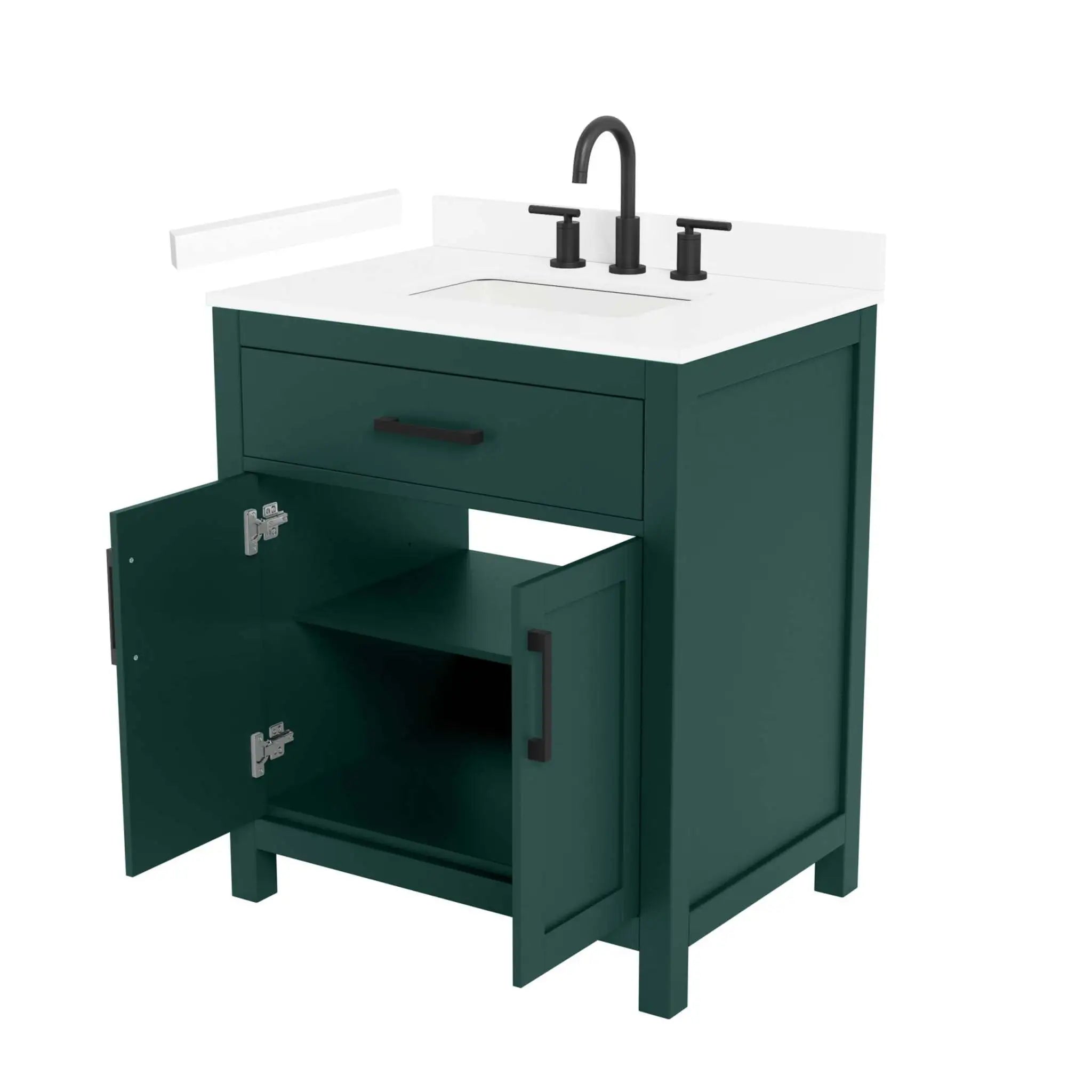 30" Beckett Single Bathroom Vanity in Green with Matte Black Trim by Wyndham