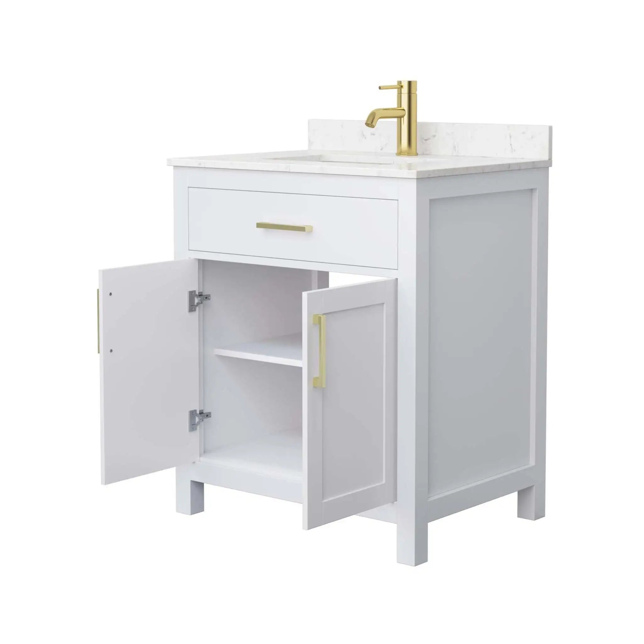 30" Beckett Single Bathroom Vanity in White with Brushed Gold Trim by Wyndham