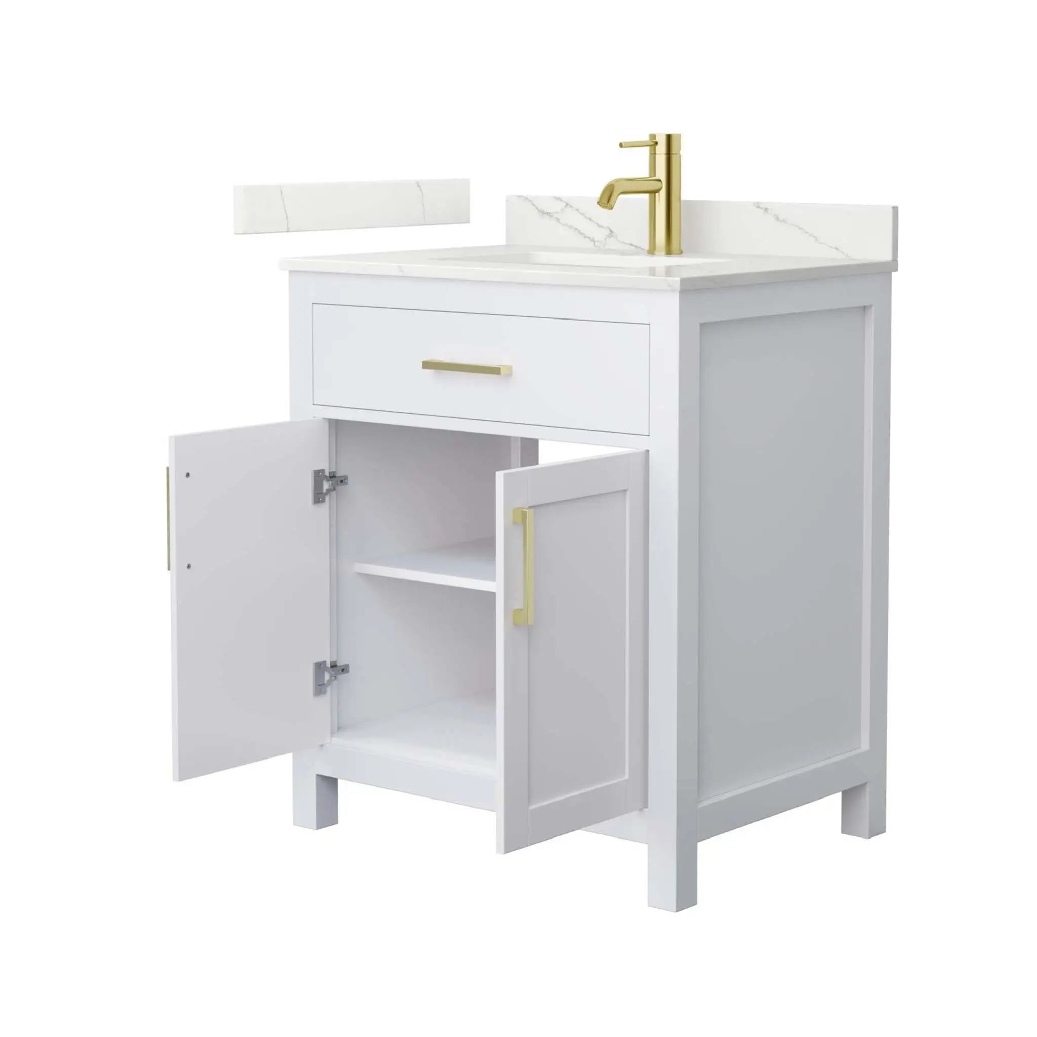 30" Beckett Single Bathroom Vanity in White with Brushed Gold Trim by Wyndham
