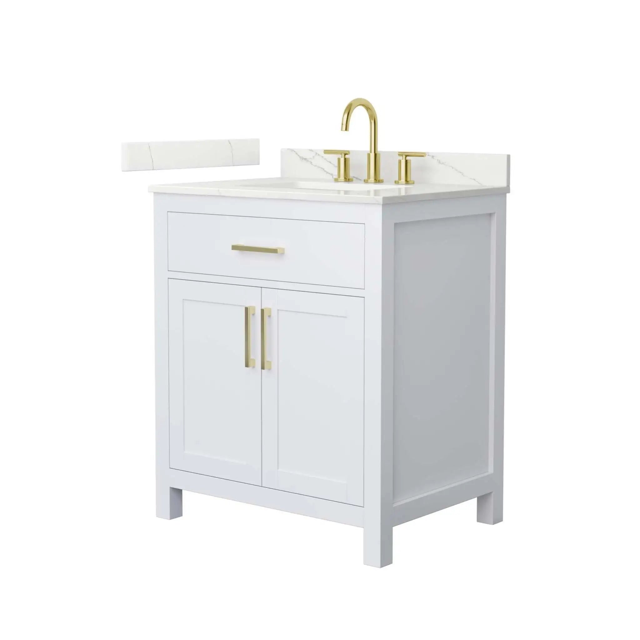 30" Beckett Single Bathroom Vanity in White with Brushed Gold Trim by Wyndham