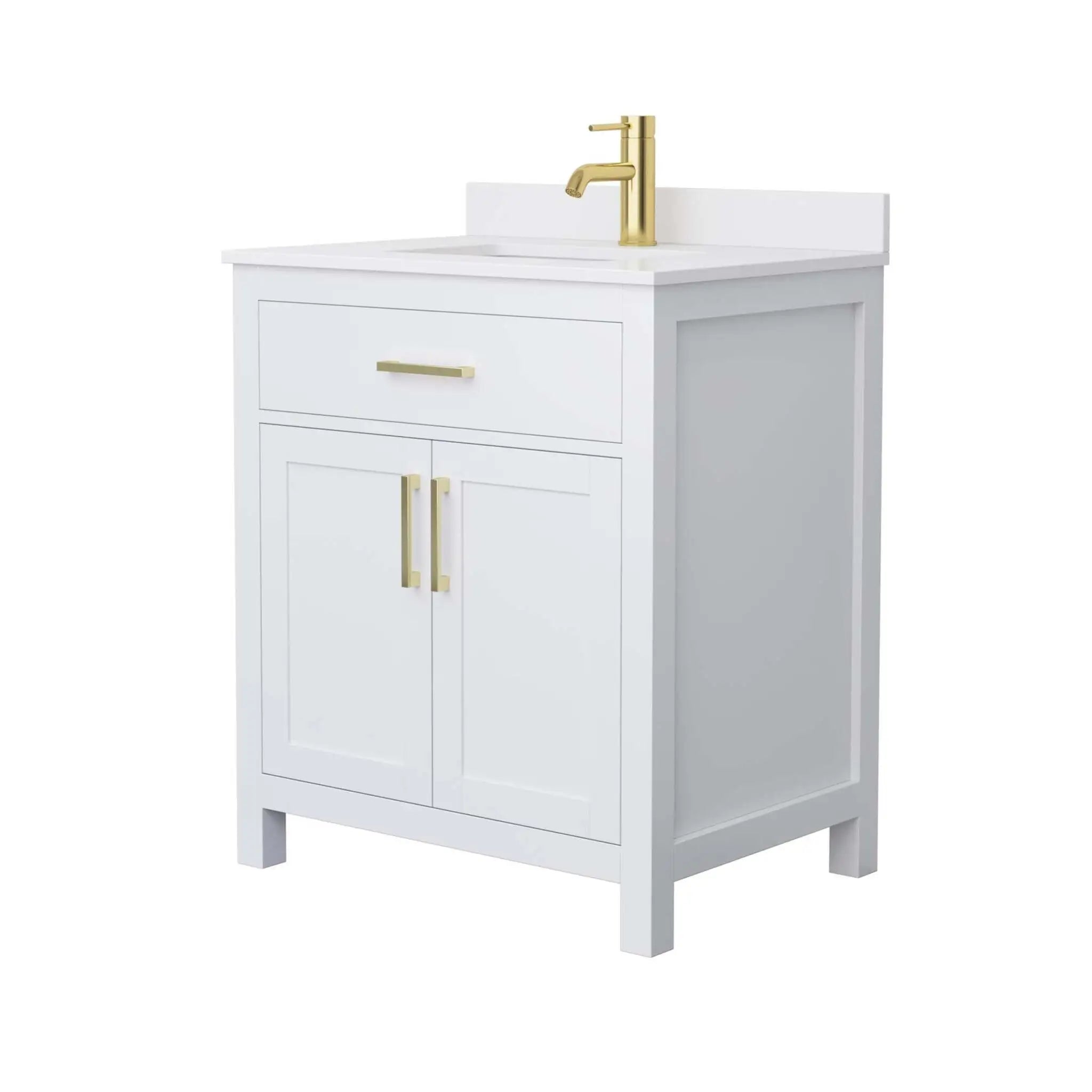 30" Beckett Single Bathroom Vanity in White with Brushed Gold Trim by Wyndham