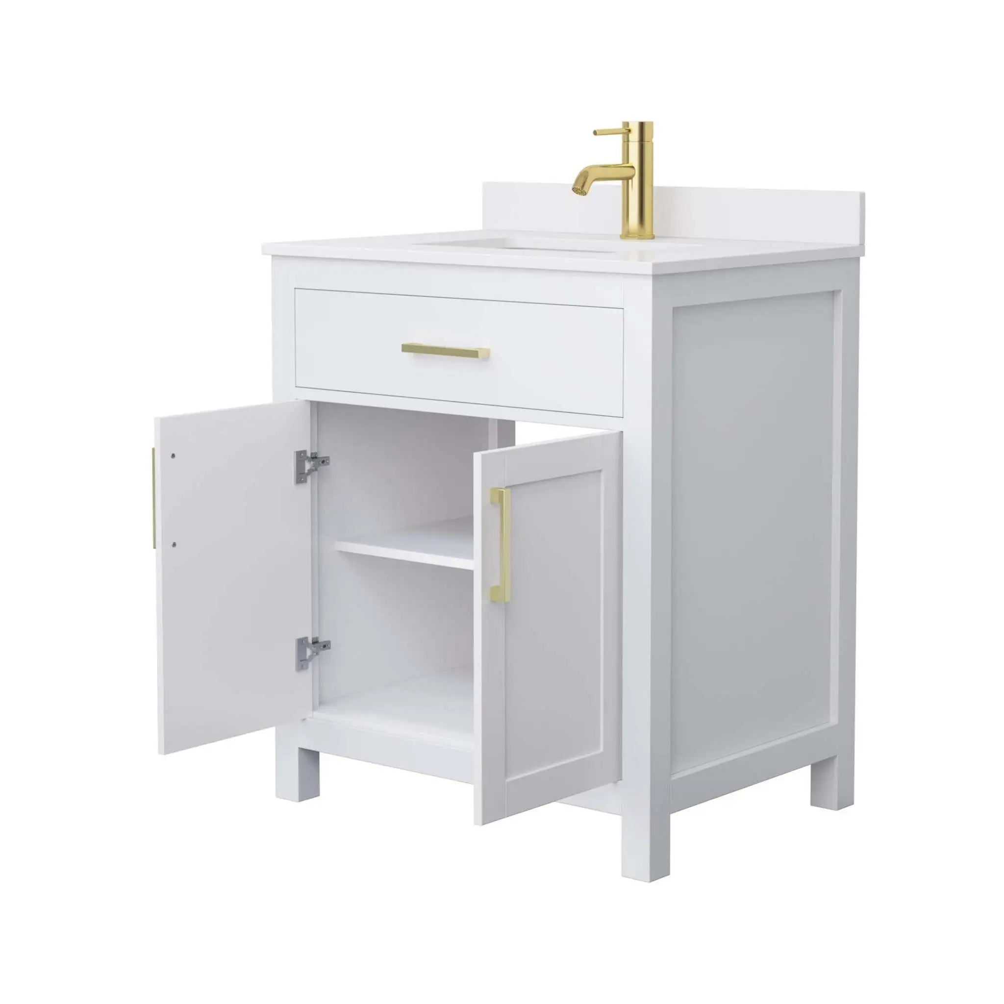 30" Beckett Single Bathroom Vanity in White with Brushed Gold Trim by Wyndham