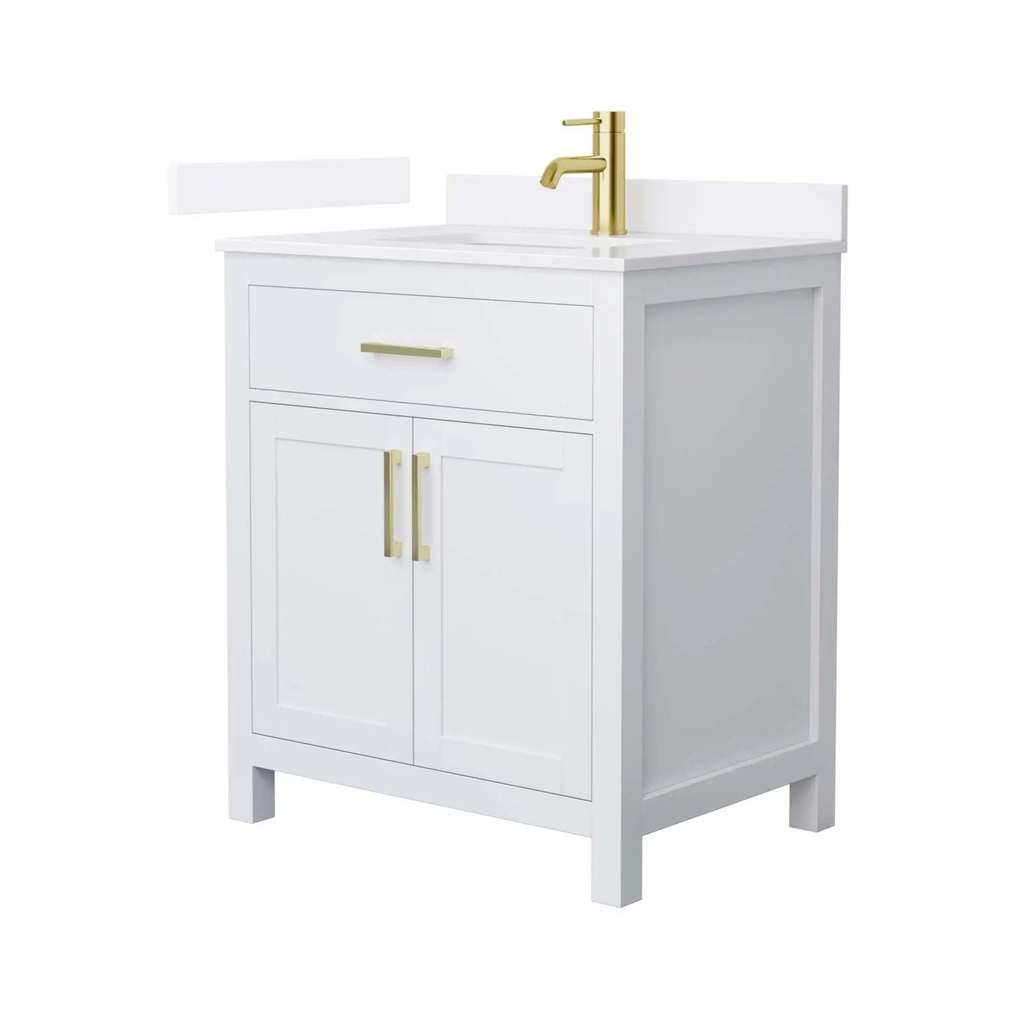 30" Beckett Single Bathroom Vanity in White with Brushed Gold Trim by Wyndham
