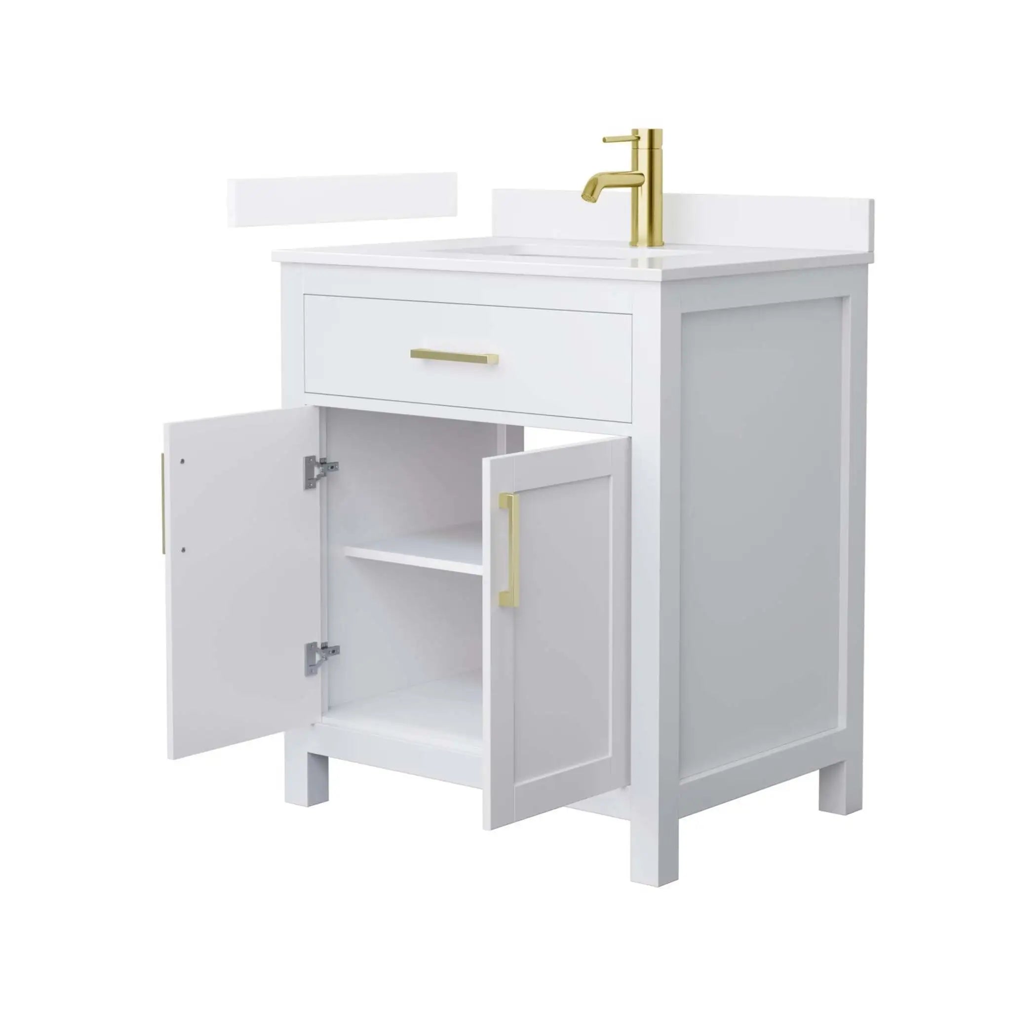 30" Beckett Single Bathroom Vanity in White with Brushed Gold Trim by Wyndham