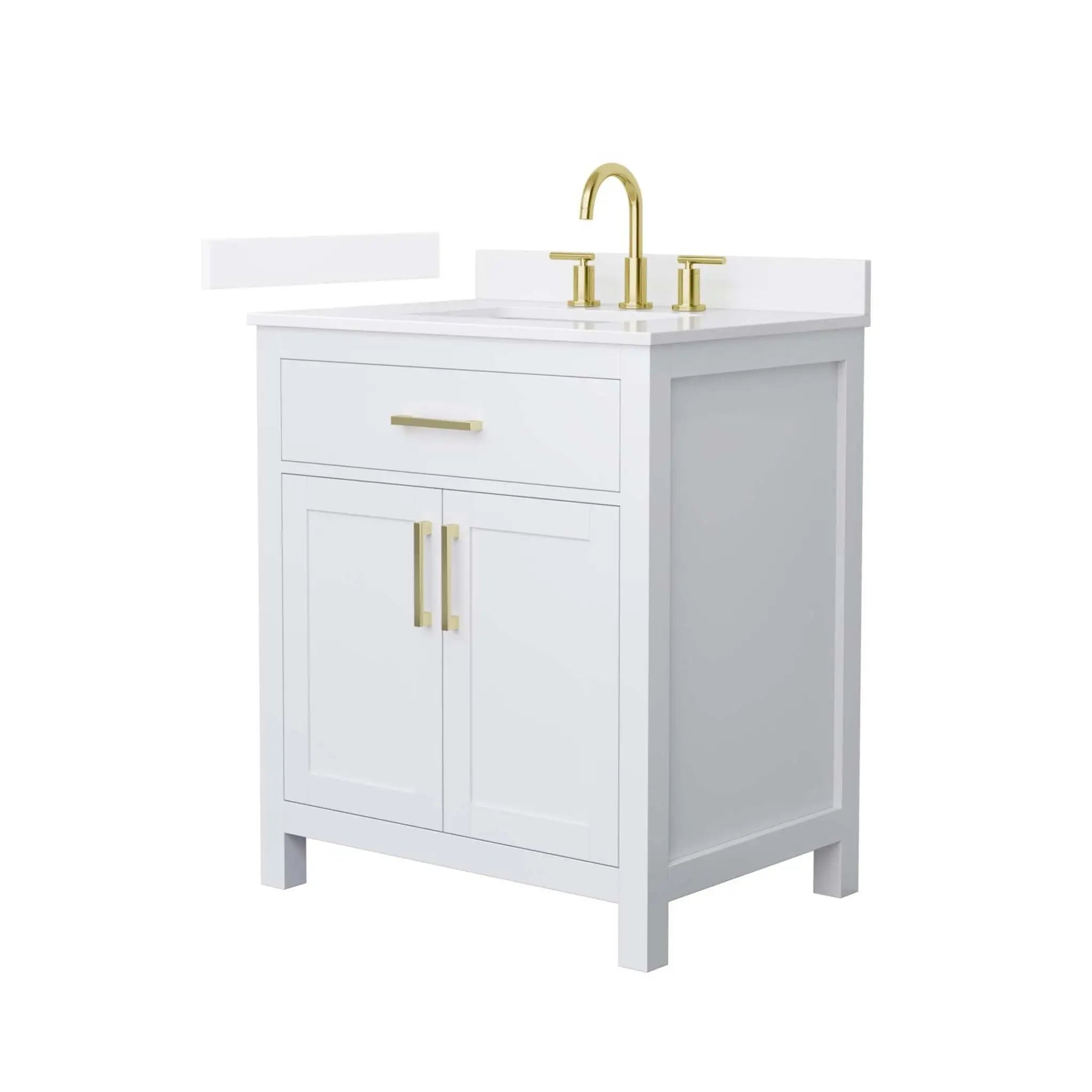 30" Beckett Single Bathroom Vanity in White with Brushed Gold Trim by Wyndham