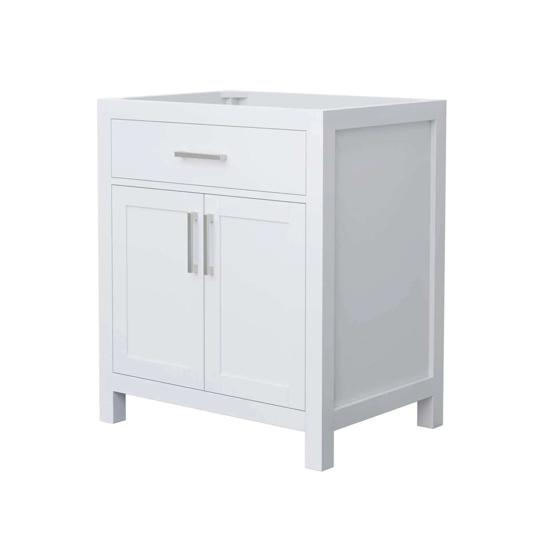 30" Beckett Single Bathroom Vanity in White with Brushed Nickel Trim by Wyndham