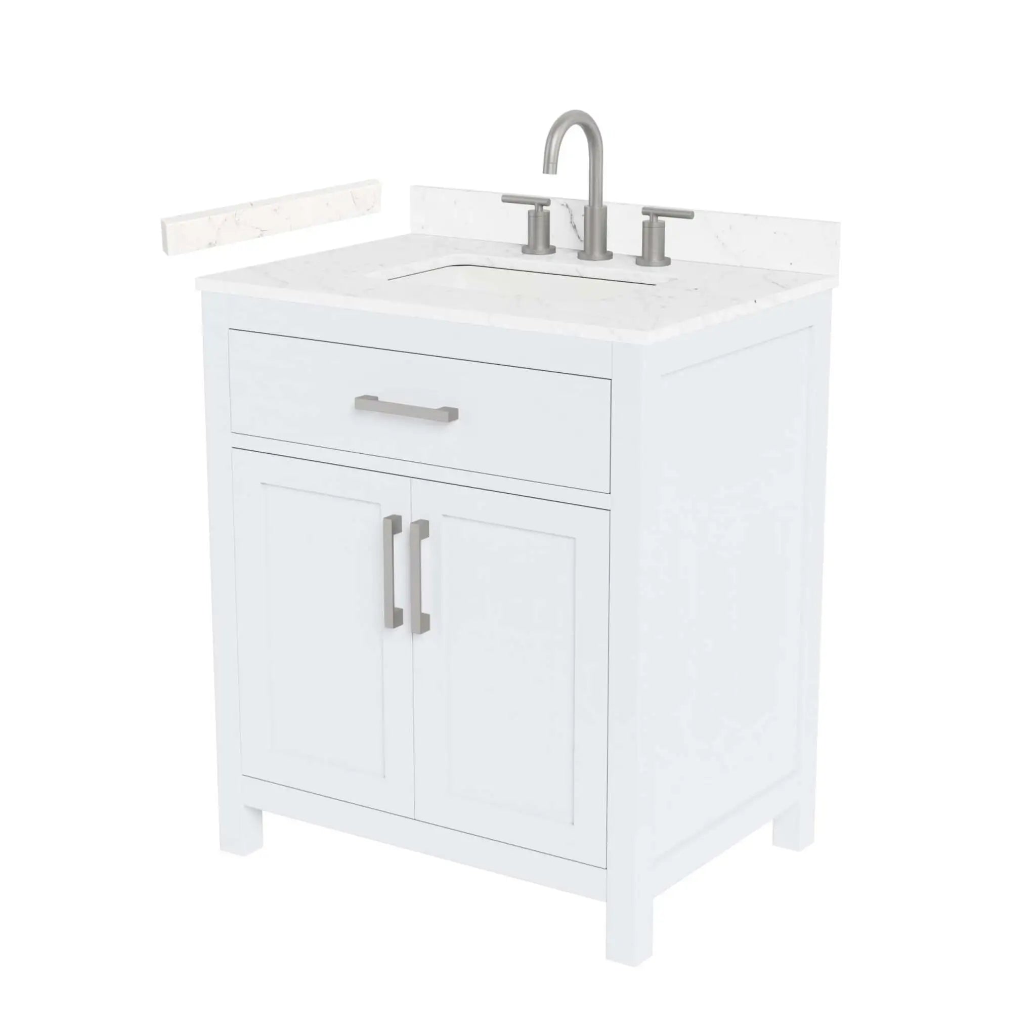 30" Beckett Single Bathroom Vanity in White with Brushed Nickel Trim by Wyndham