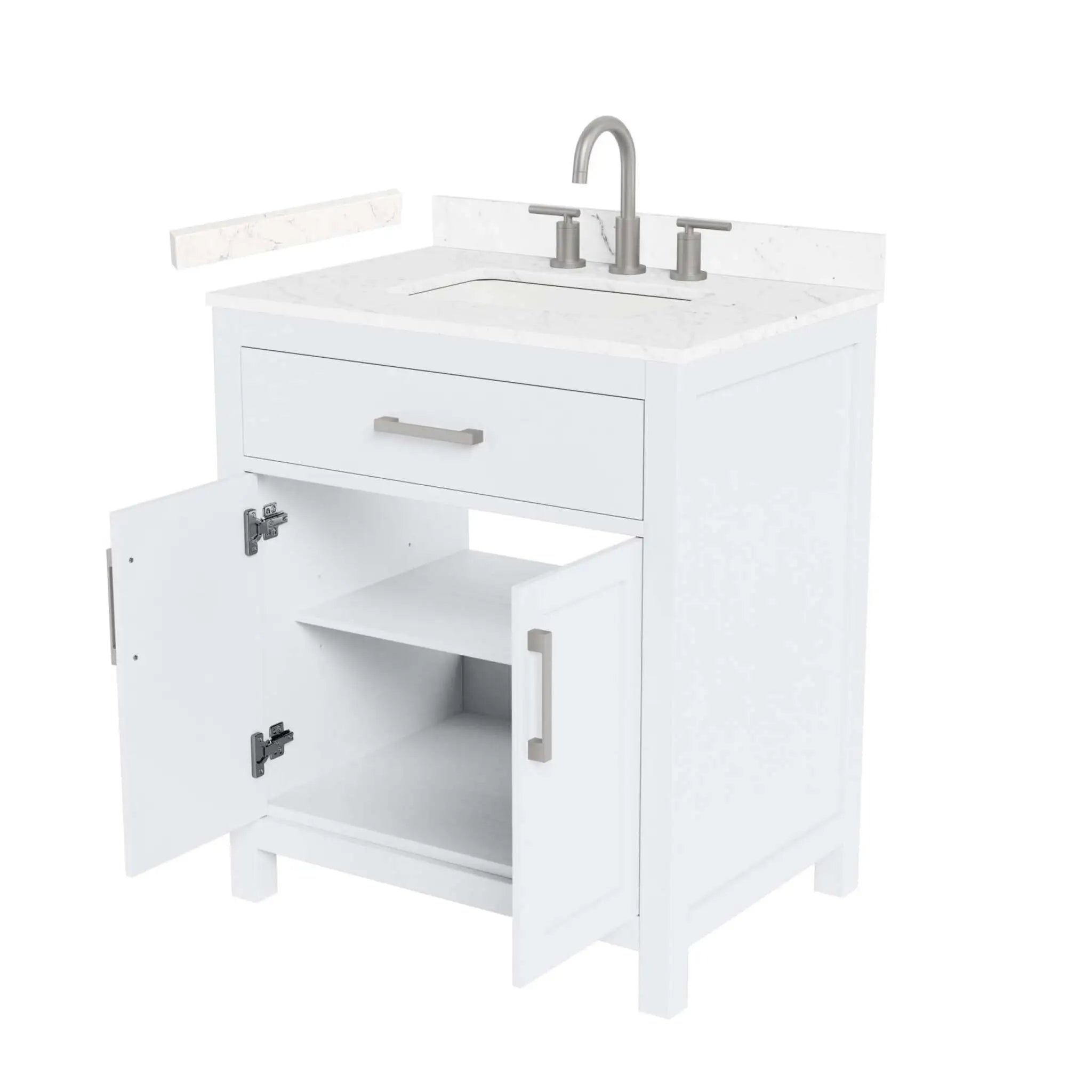 30" Beckett Single Bathroom Vanity in White with Brushed Nickel Trim by Wyndham