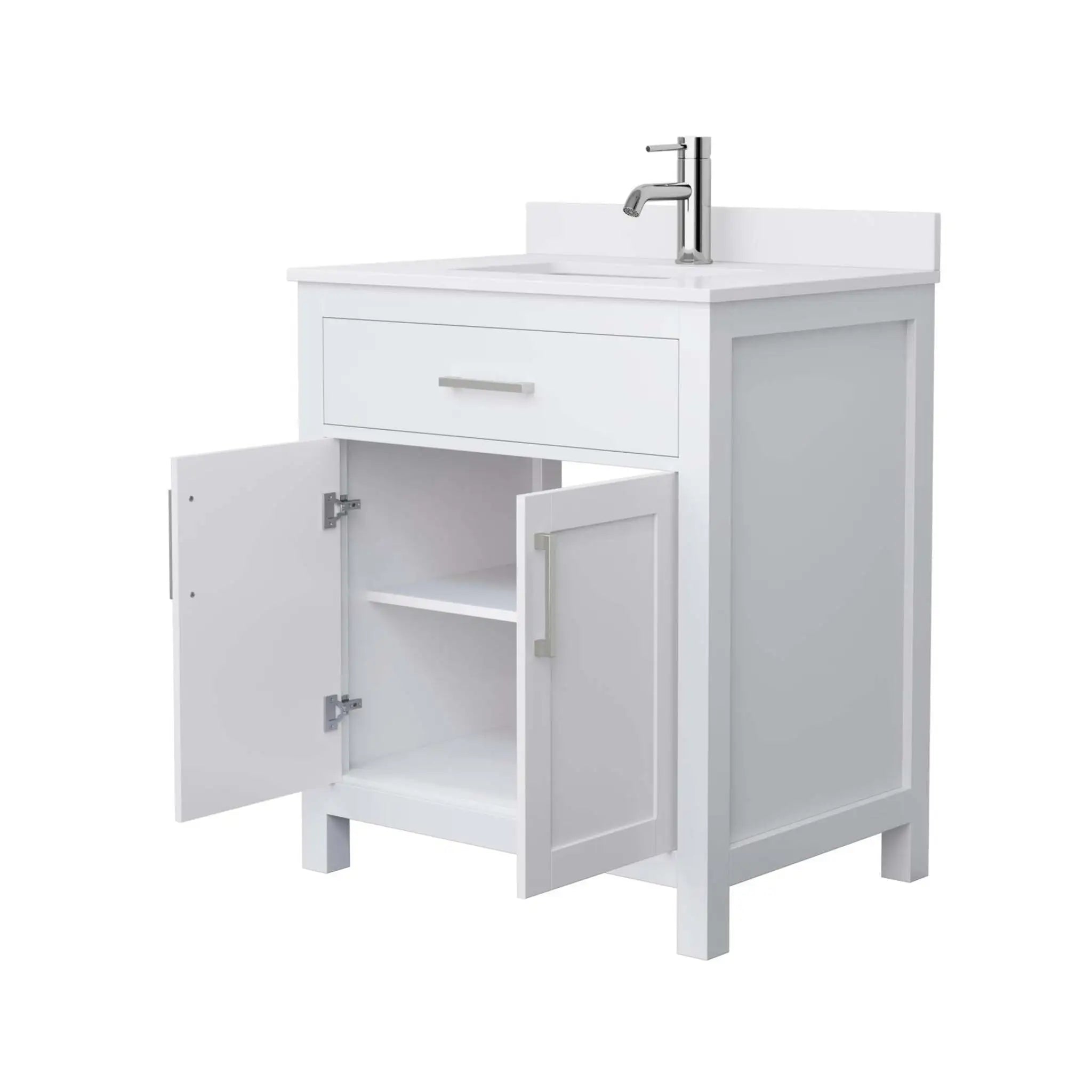 30" Beckett Single Bathroom Vanity in White with Brushed Nickel Trim by Wyndham