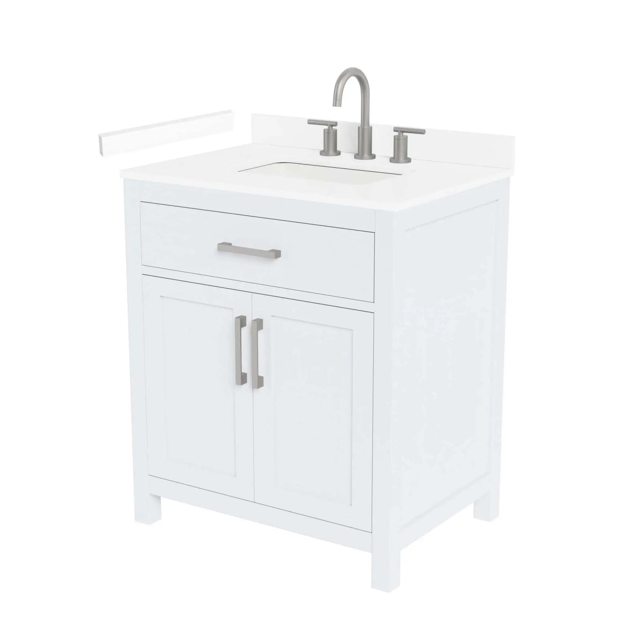 30" Beckett Single Bathroom Vanity in White with Brushed Nickel Trim by Wyndham