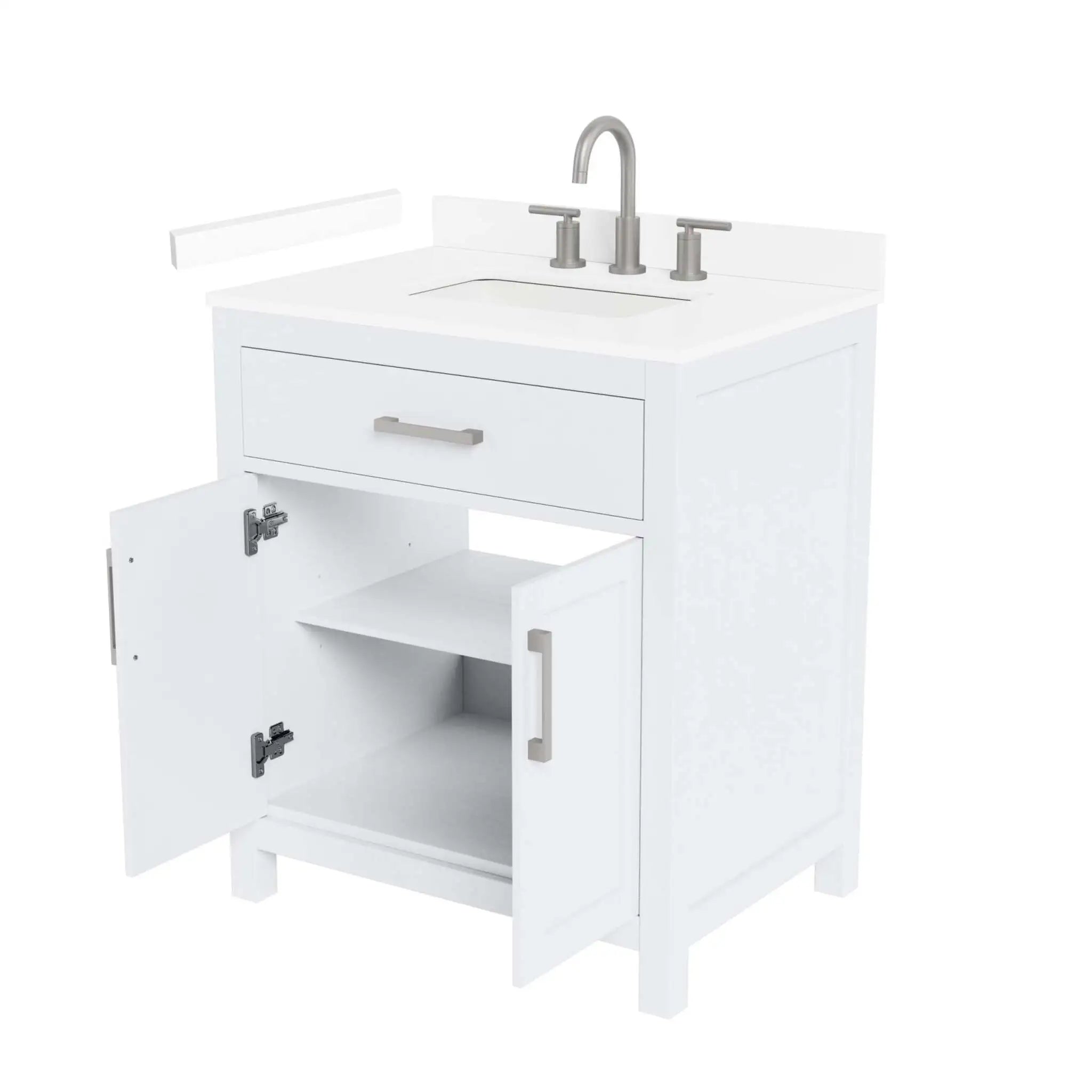 30" Beckett Single Bathroom Vanity in White with Brushed Nickel Trim by Wyndham