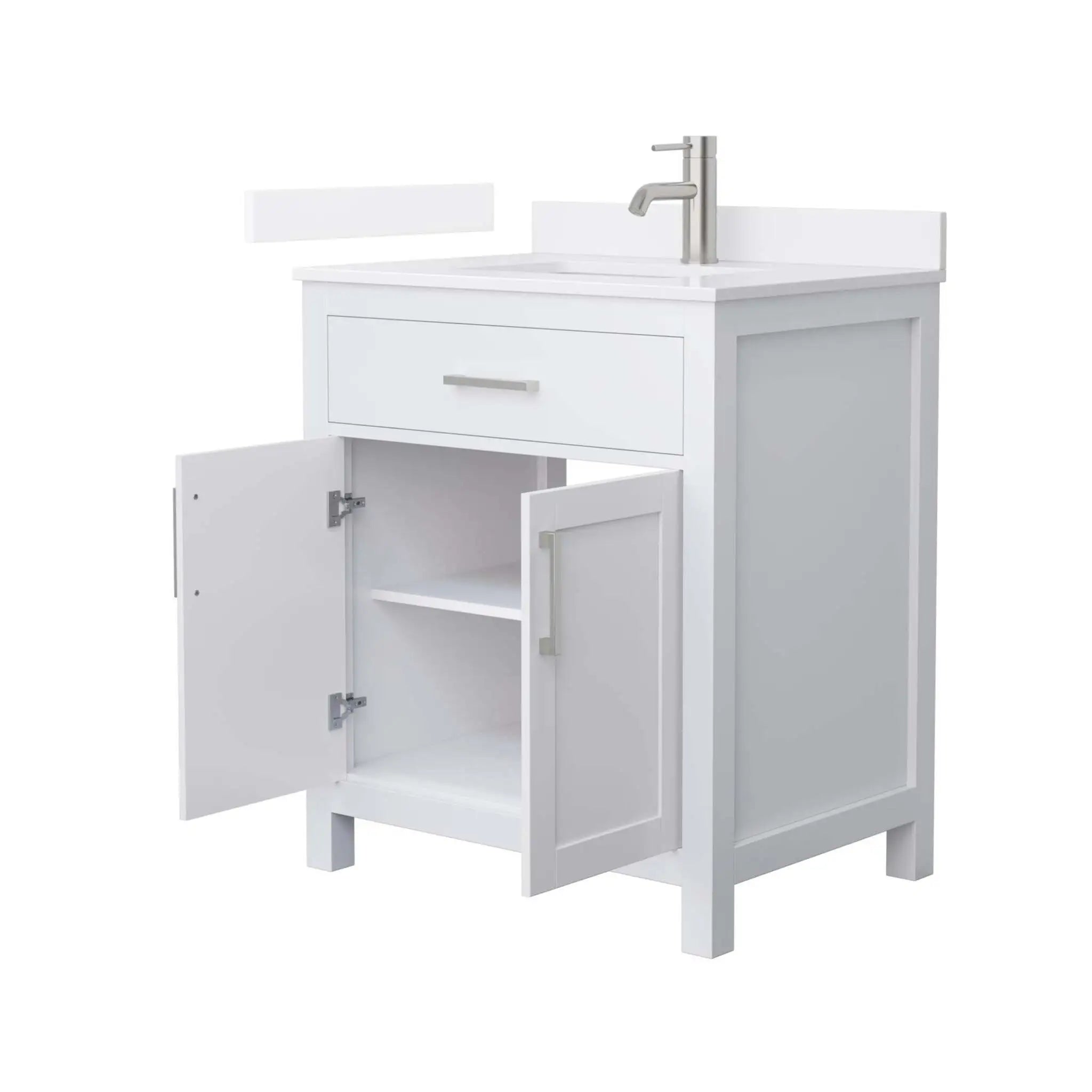 30" Beckett Single Bathroom Vanity in White with Brushed Nickel Trim by Wyndham