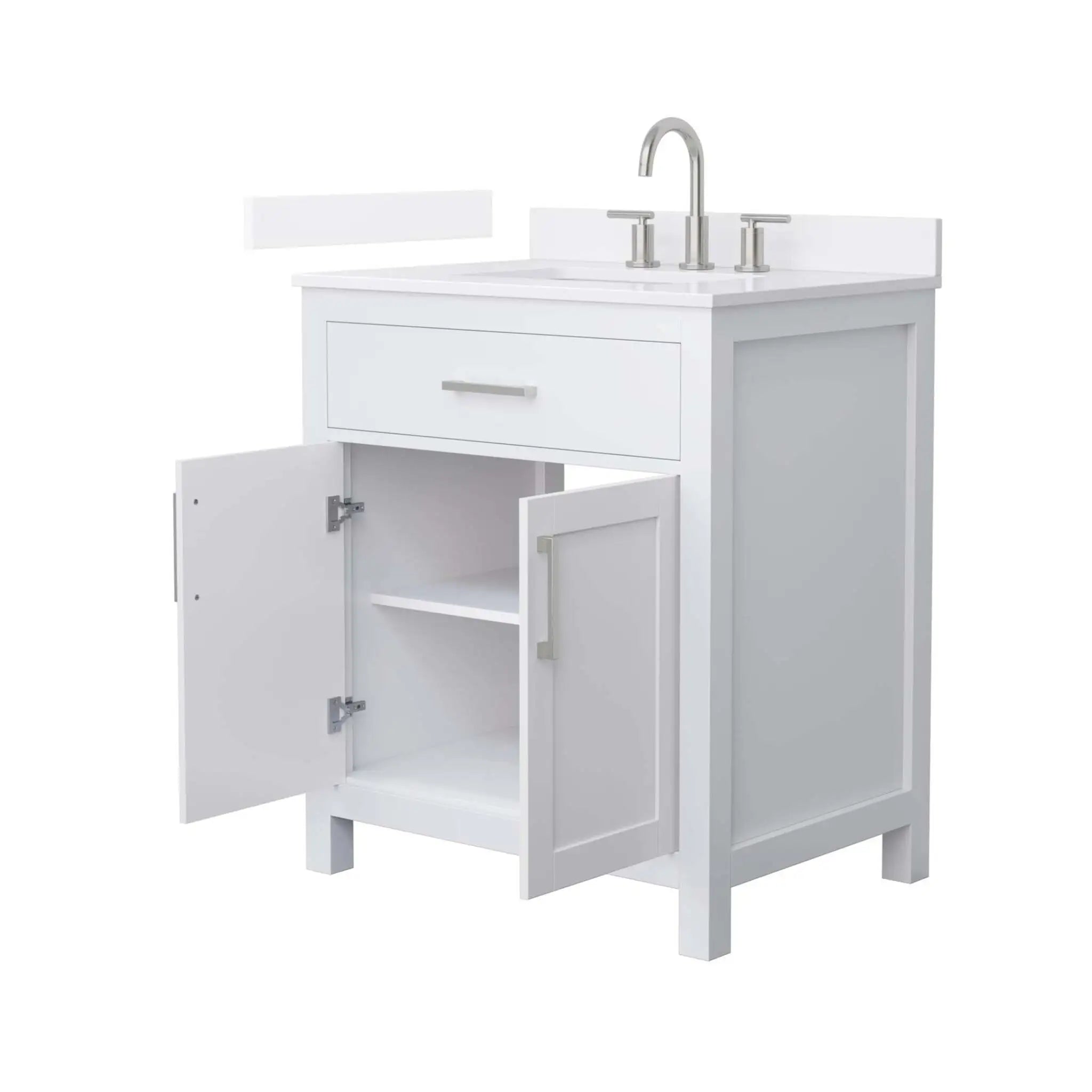 30" Beckett Single Bathroom Vanity in White with Brushed Nickel Trim by Wyndham