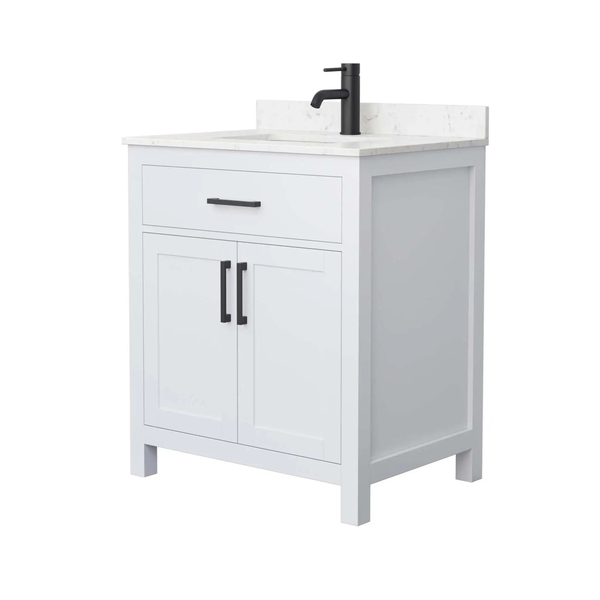 30" Beckett Single Bathroom Vanity in White with Matte Black Trim by Wyndham
