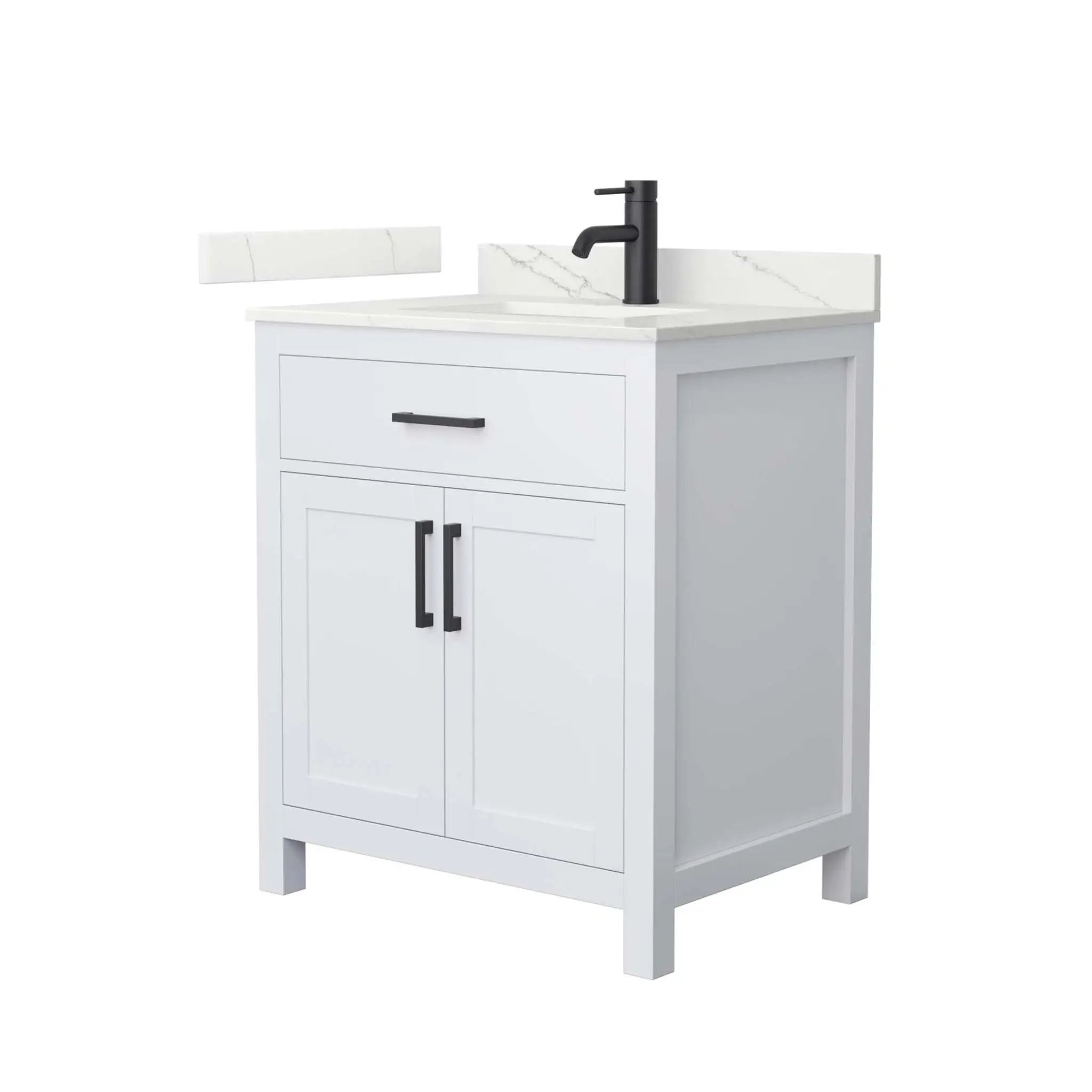 30" Beckett Single Bathroom Vanity in White with Matte Black Trim by Wyndham