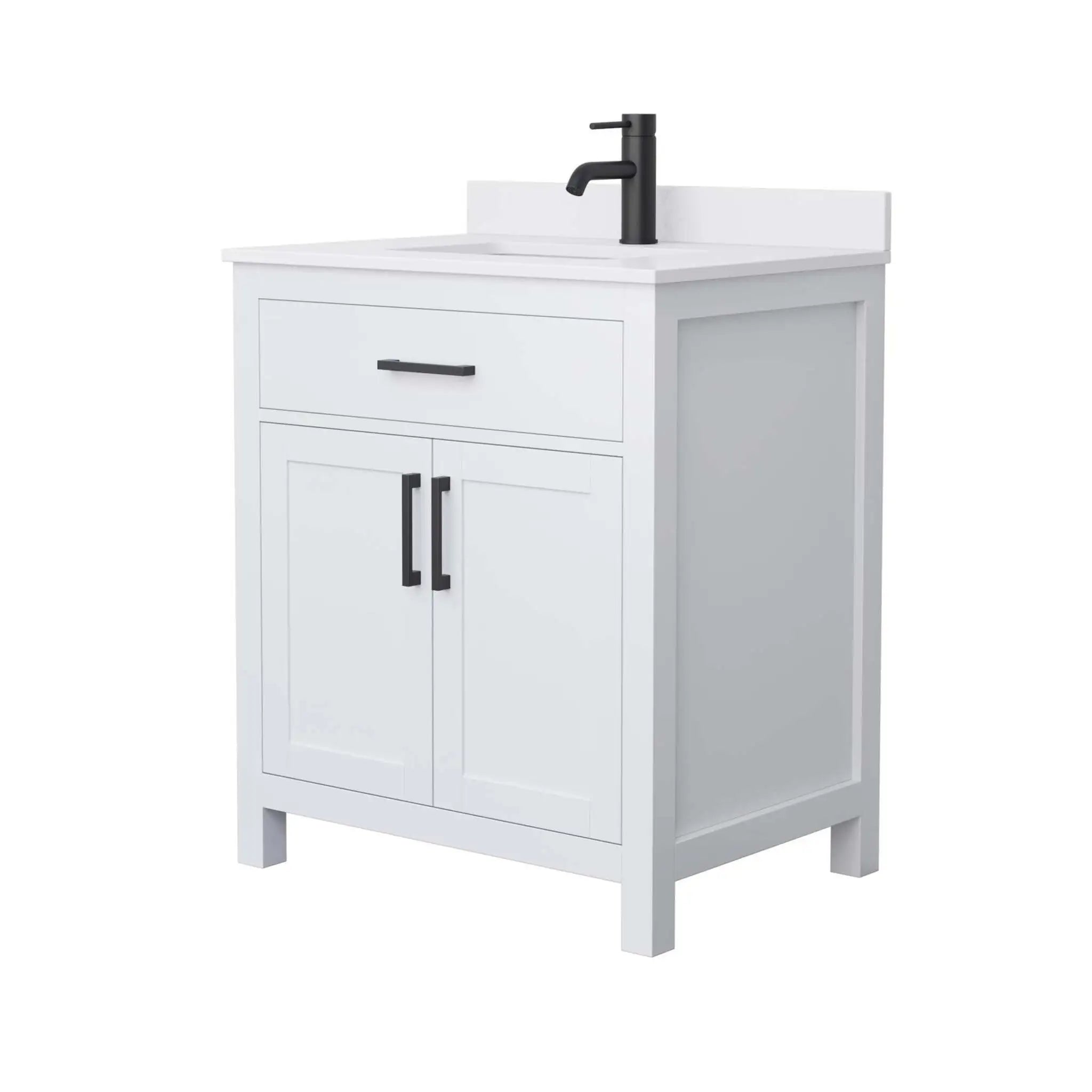 30" Beckett Single Bathroom Vanity in White with Matte Black Trim by Wyndham