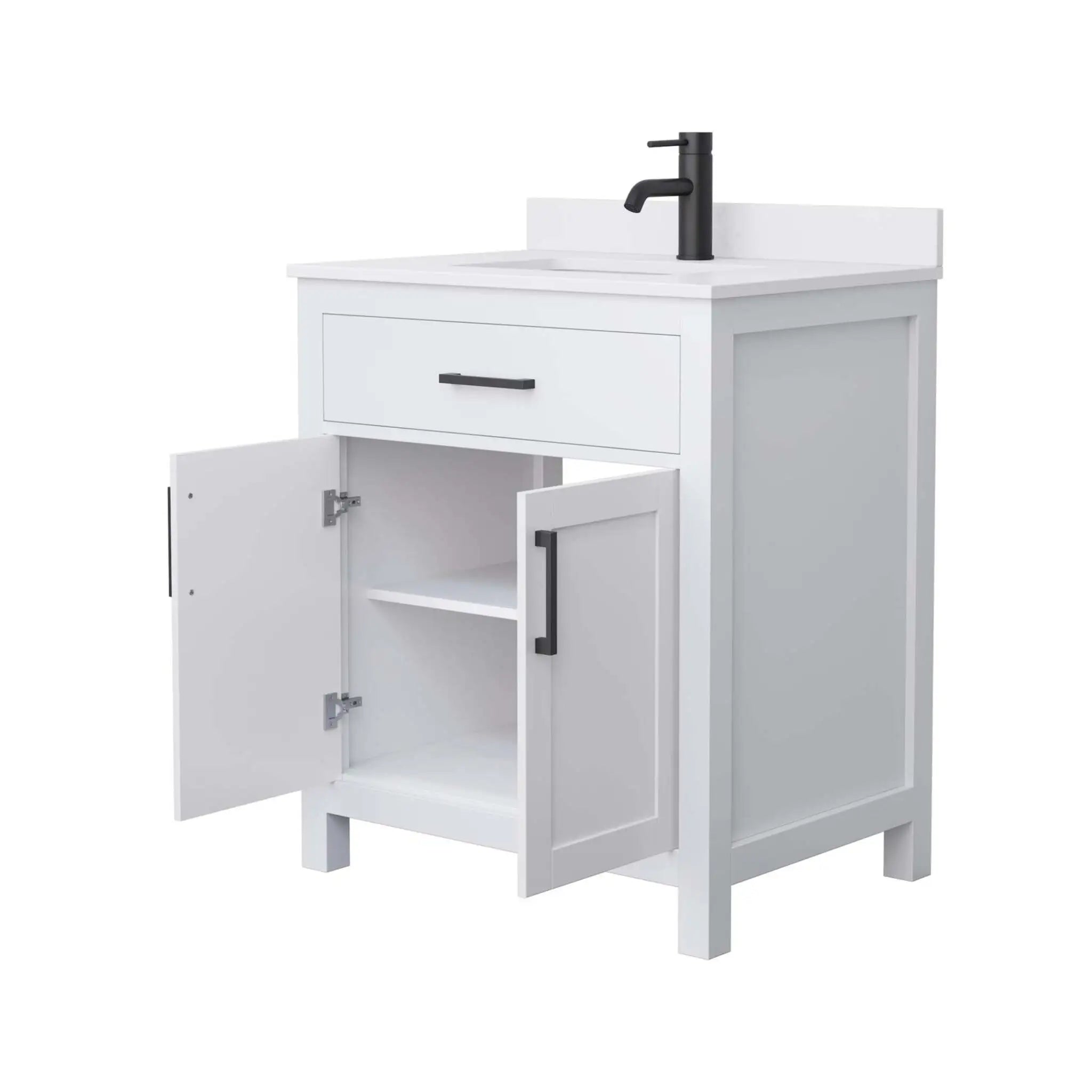 30" Beckett Single Bathroom Vanity in White with Matte Black Trim by Wyndham