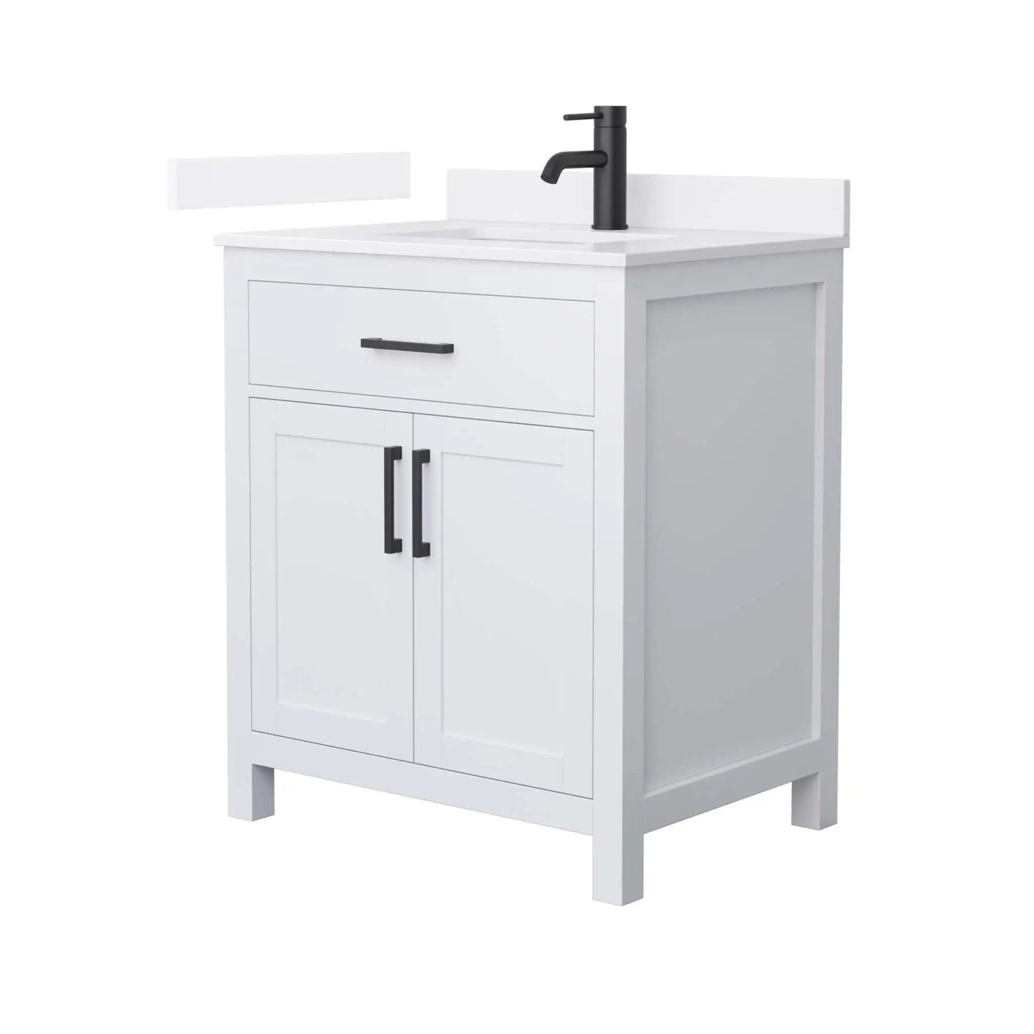 30" Beckett Single Bathroom Vanity in White with Matte Black Trim by Wyndham