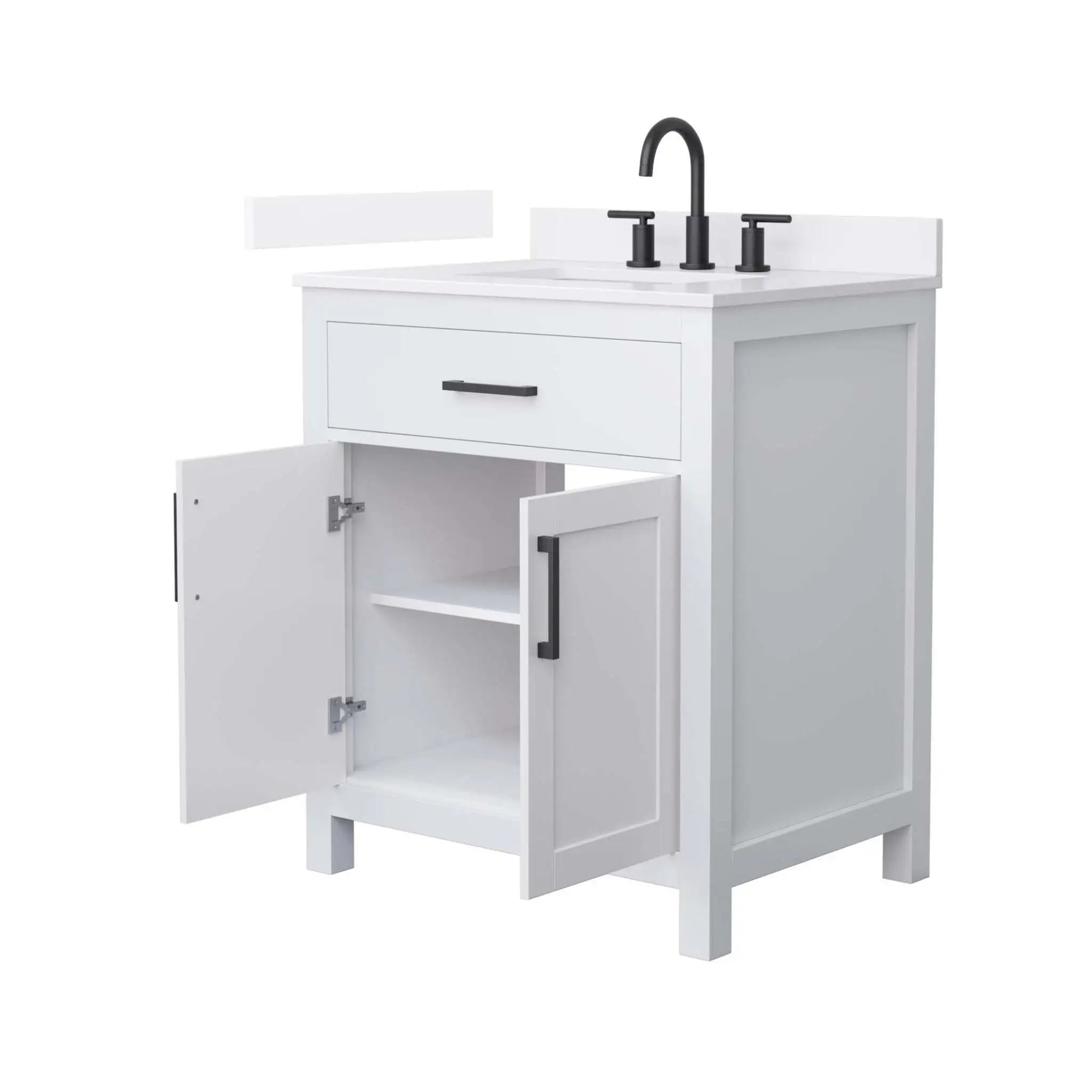30" Beckett Single Bathroom Vanity in White with Matte Black Trim by Wyndham