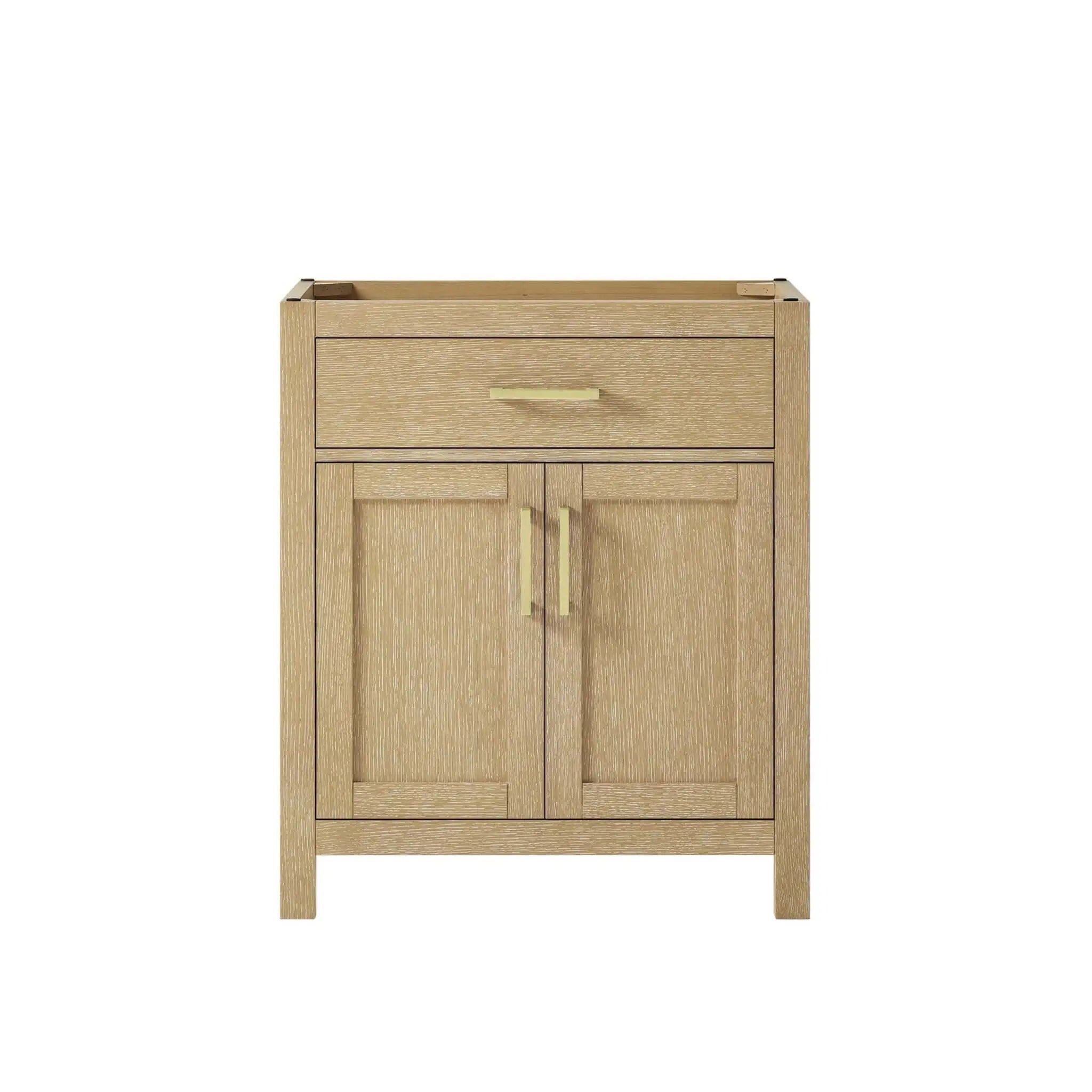 30" Beckett Single Bathroom Vanity in Whitewashed Oak with Brushed Gold Trim by Wyndham