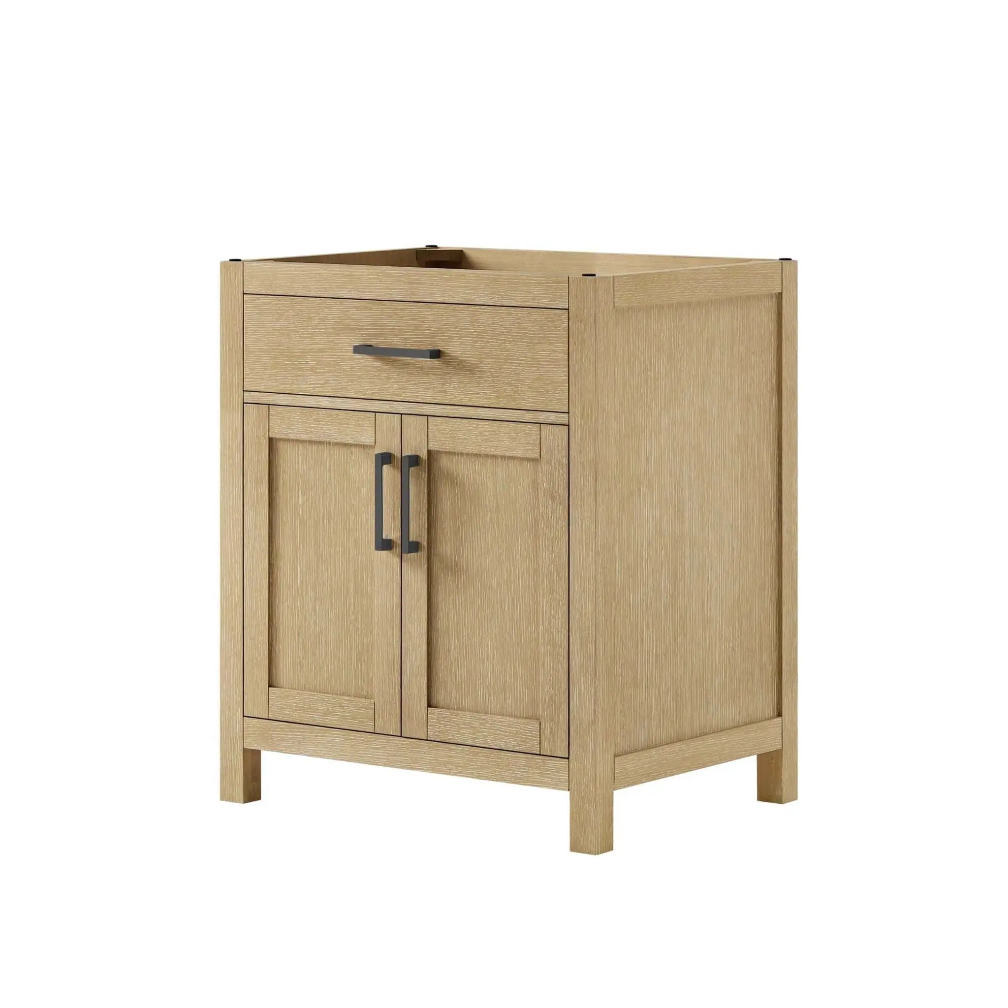 30" Beckett Single Bathroom Vanity in Whitewashed Oak with Matte Black Trim by Wyndham