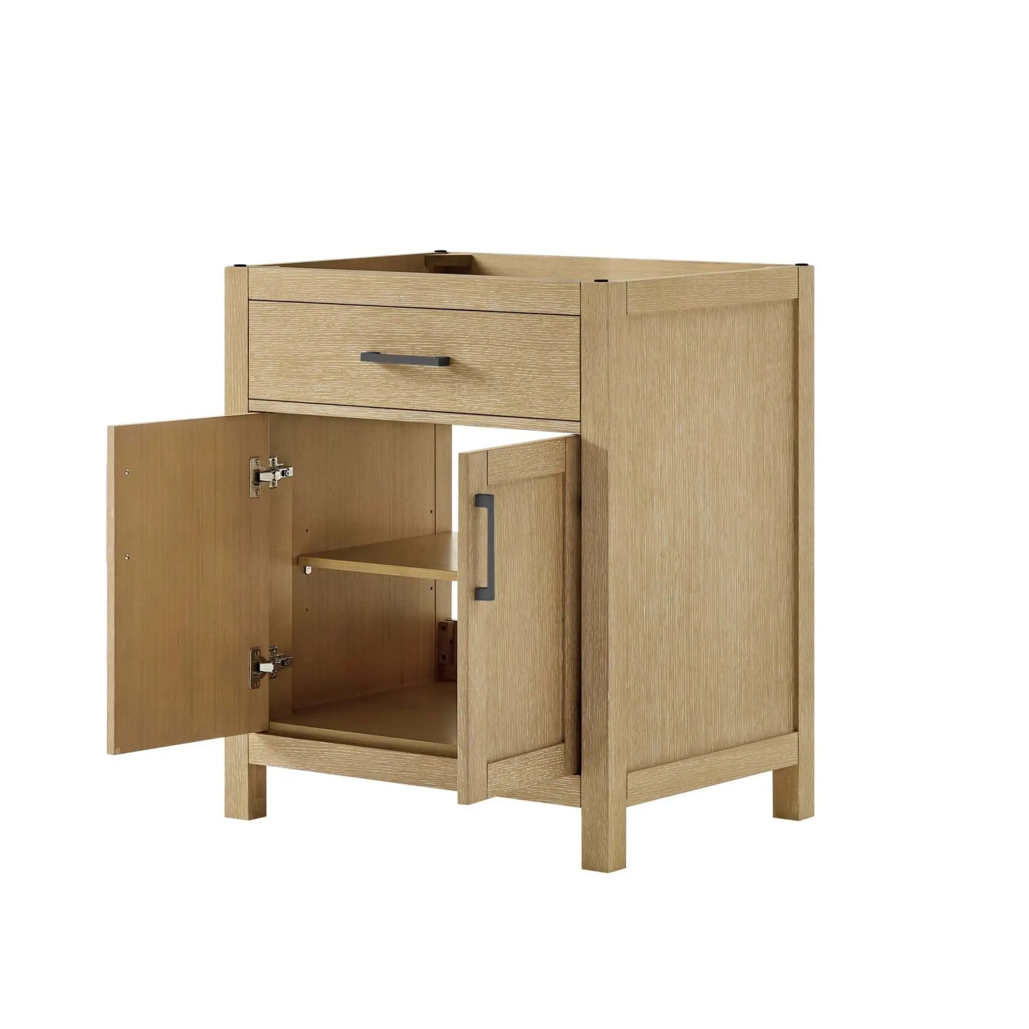 30" Beckett Single Bathroom Vanity in Whitewashed Oak with Matte Black Trim by Wyndham