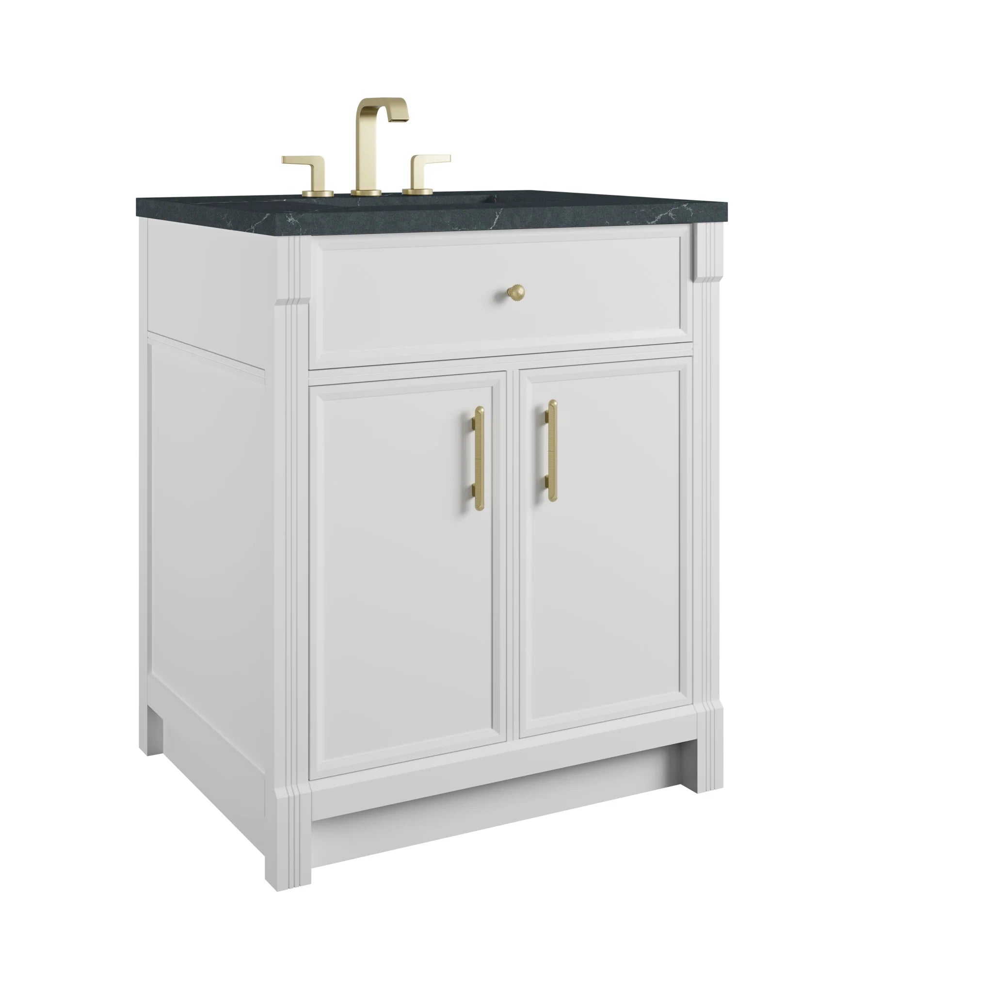 30" Bellshire Single Vanity in Bright White by James Martin Vanities-Charcoal Soapstone Silestone 9
