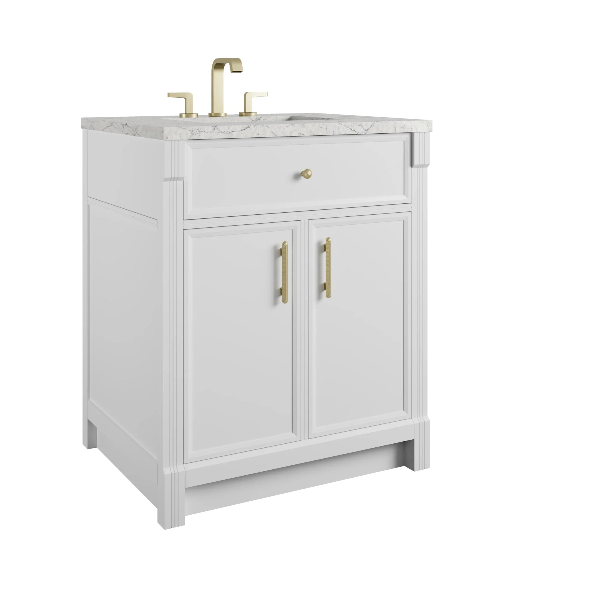 30" Bellshire Single Vanity in Bright White by James Martin Vanities-Eternal Jasmine Pearl Silestone 9