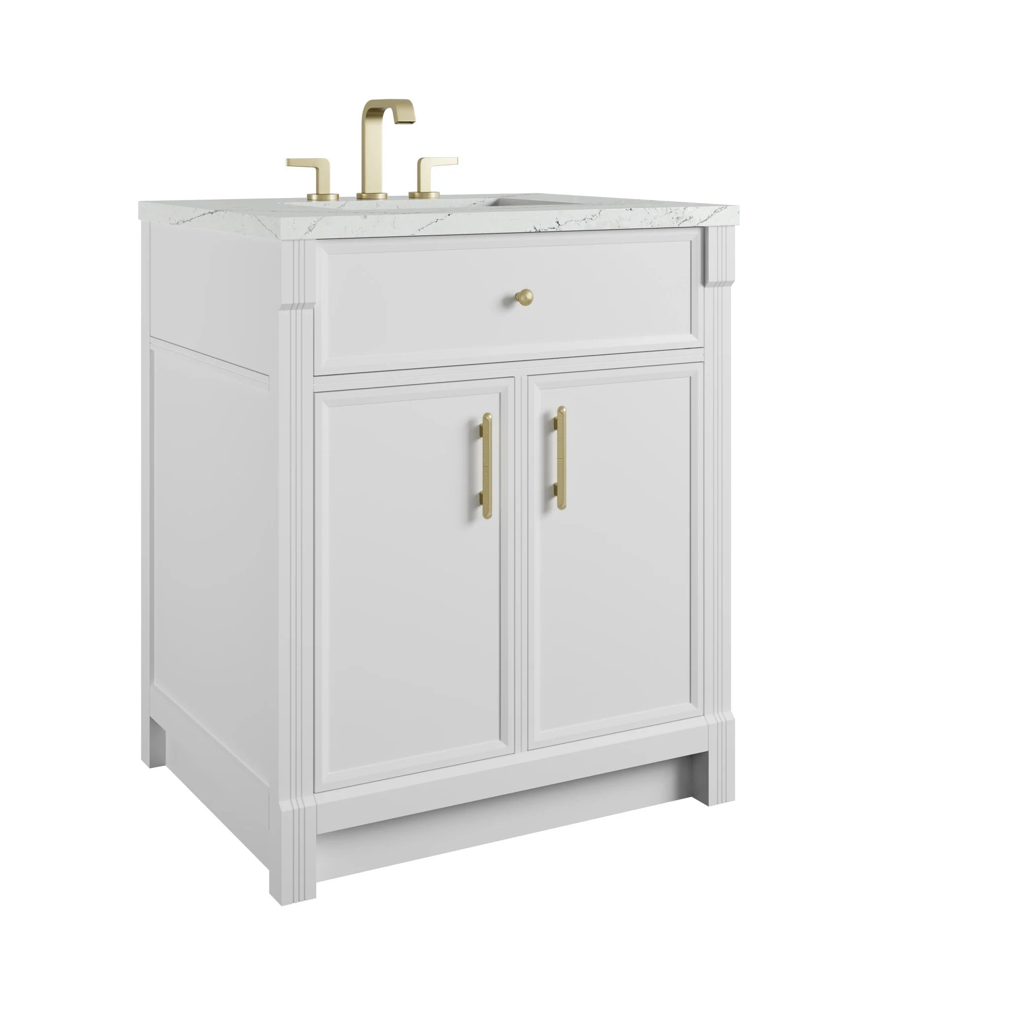30" Bellshire Single Vanity in Bright White by James Martin Vanities-Ethereal Noctis Silestone 9