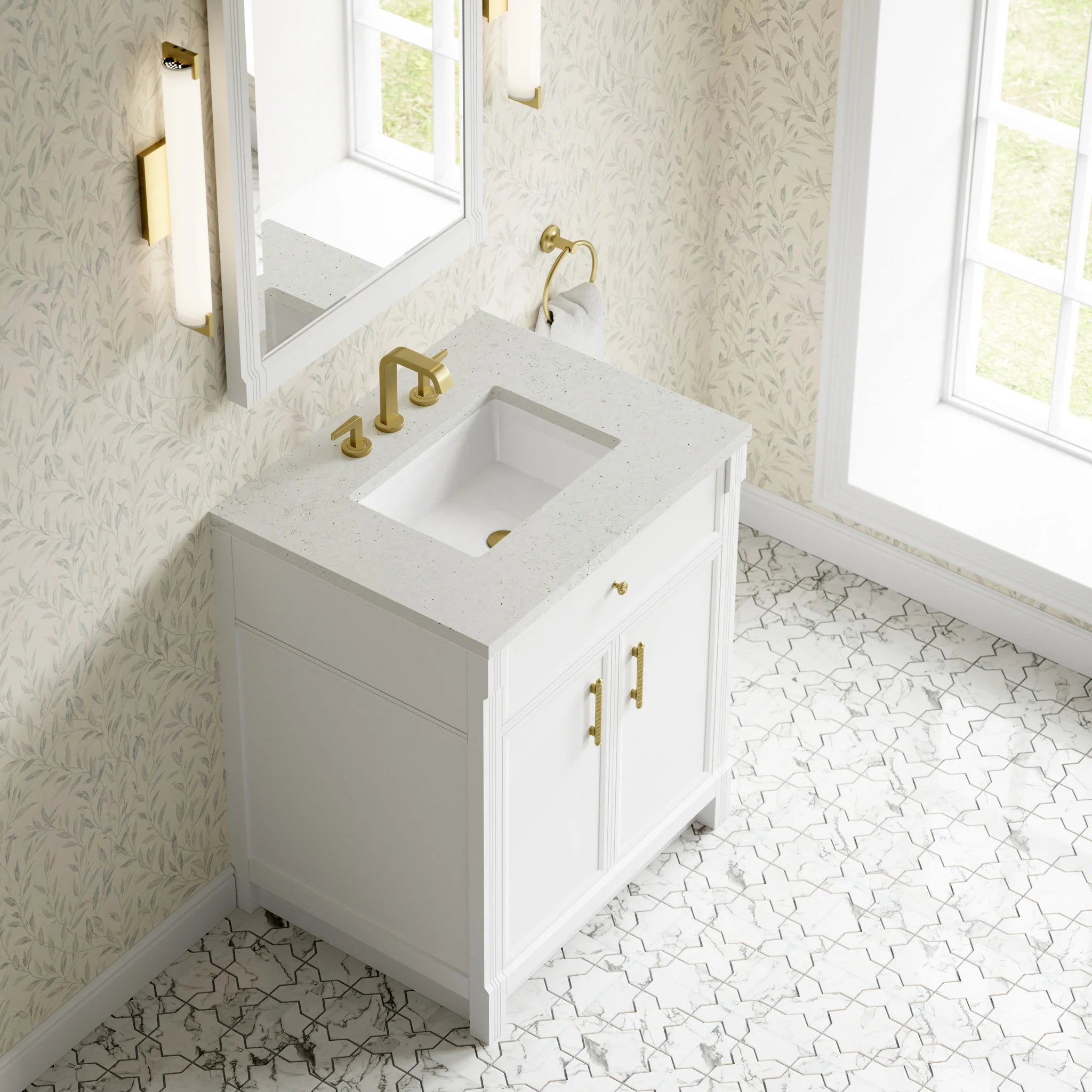 30" Bellshire Single Vanity in Bright White by James Martin Vanities-Lime Delight Silestone 5