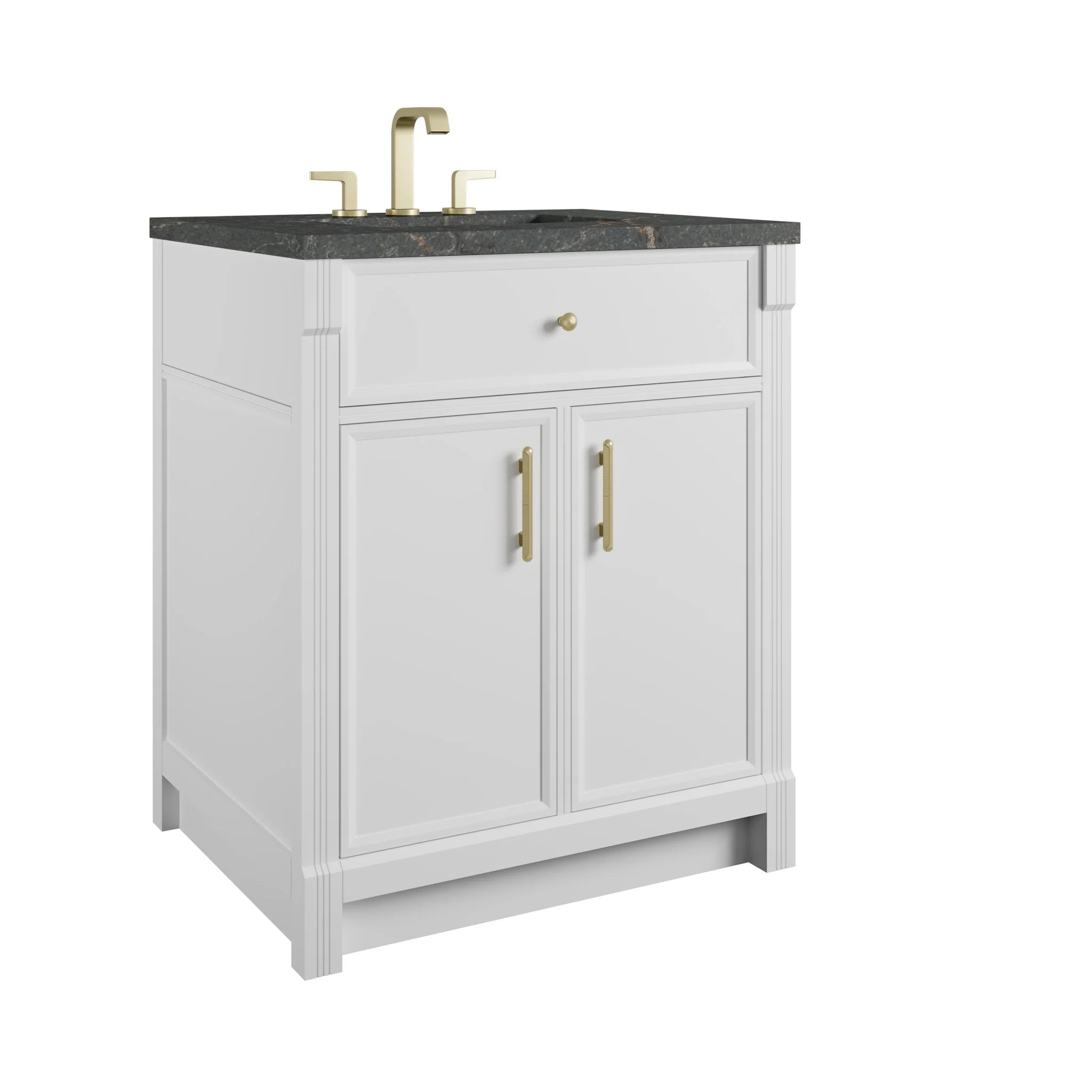 30" Bellshire Single Vanity in Bright White by James Martin Vanities-Parisien Bleu Silestone 9
