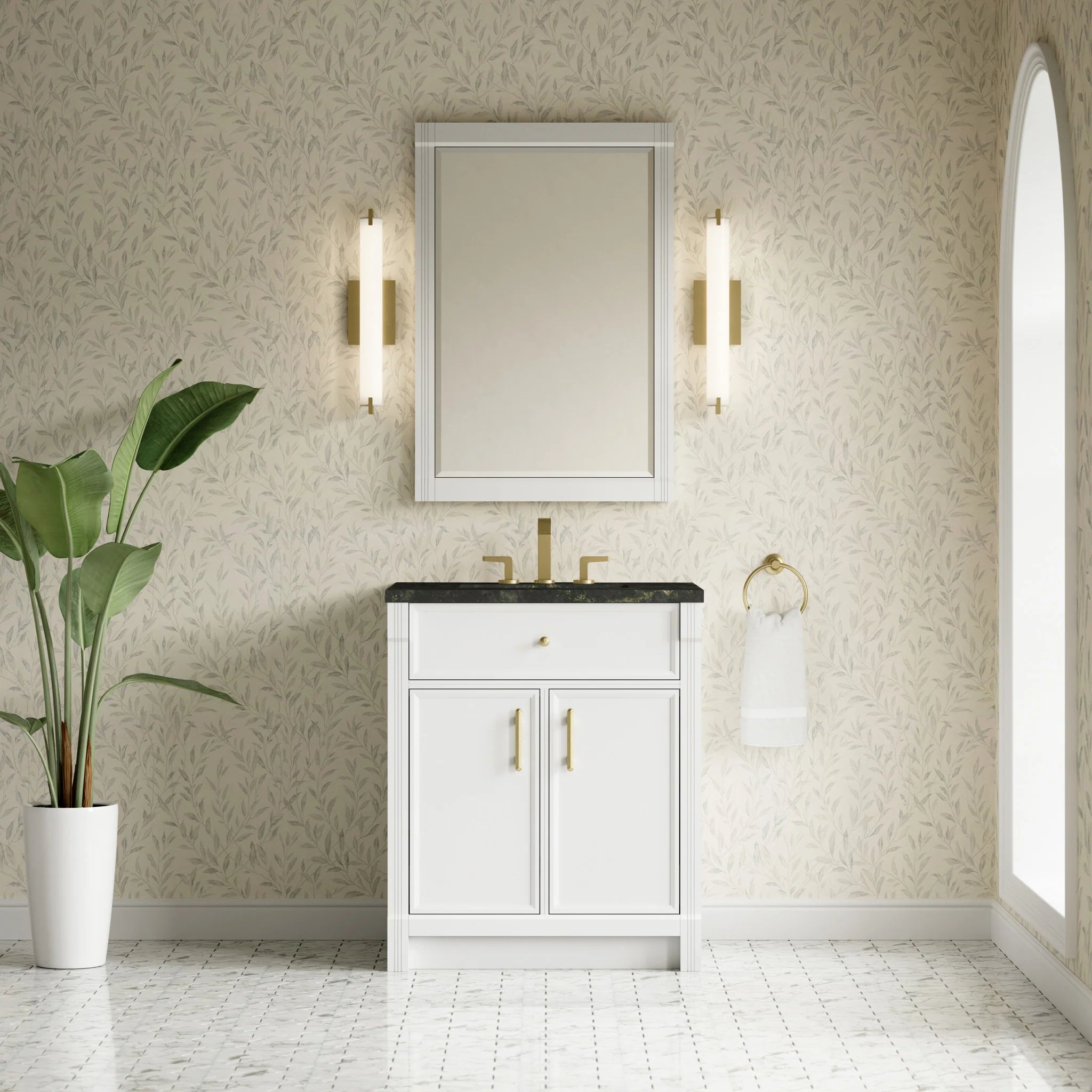 30" Bellshire Single Vanity in Bright White by James Martin Vanities-Phantome Eclos 1