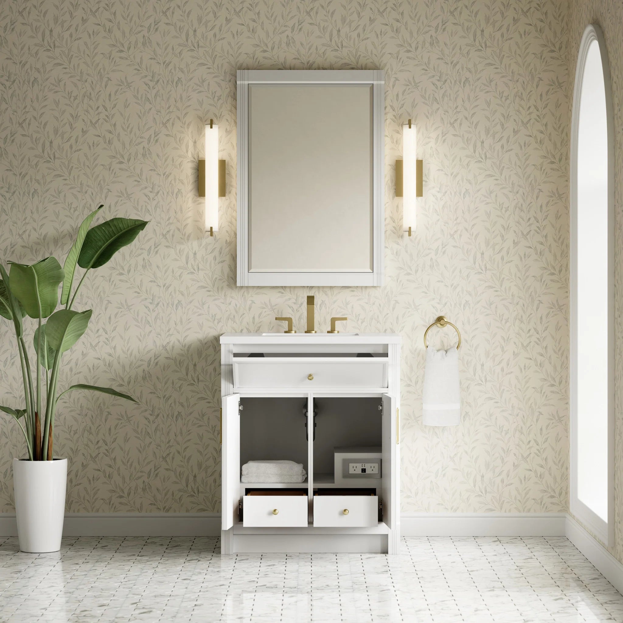 30" Bellshire Single Vanity in Bright White by James Martin Vanities-White Zeus Silestone 6