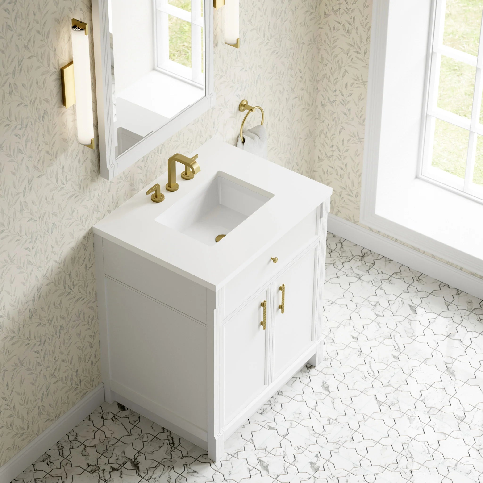 30" Bellshire Single Vanity in Bright White by James Martin Vanities-White Zeus Silestone 8