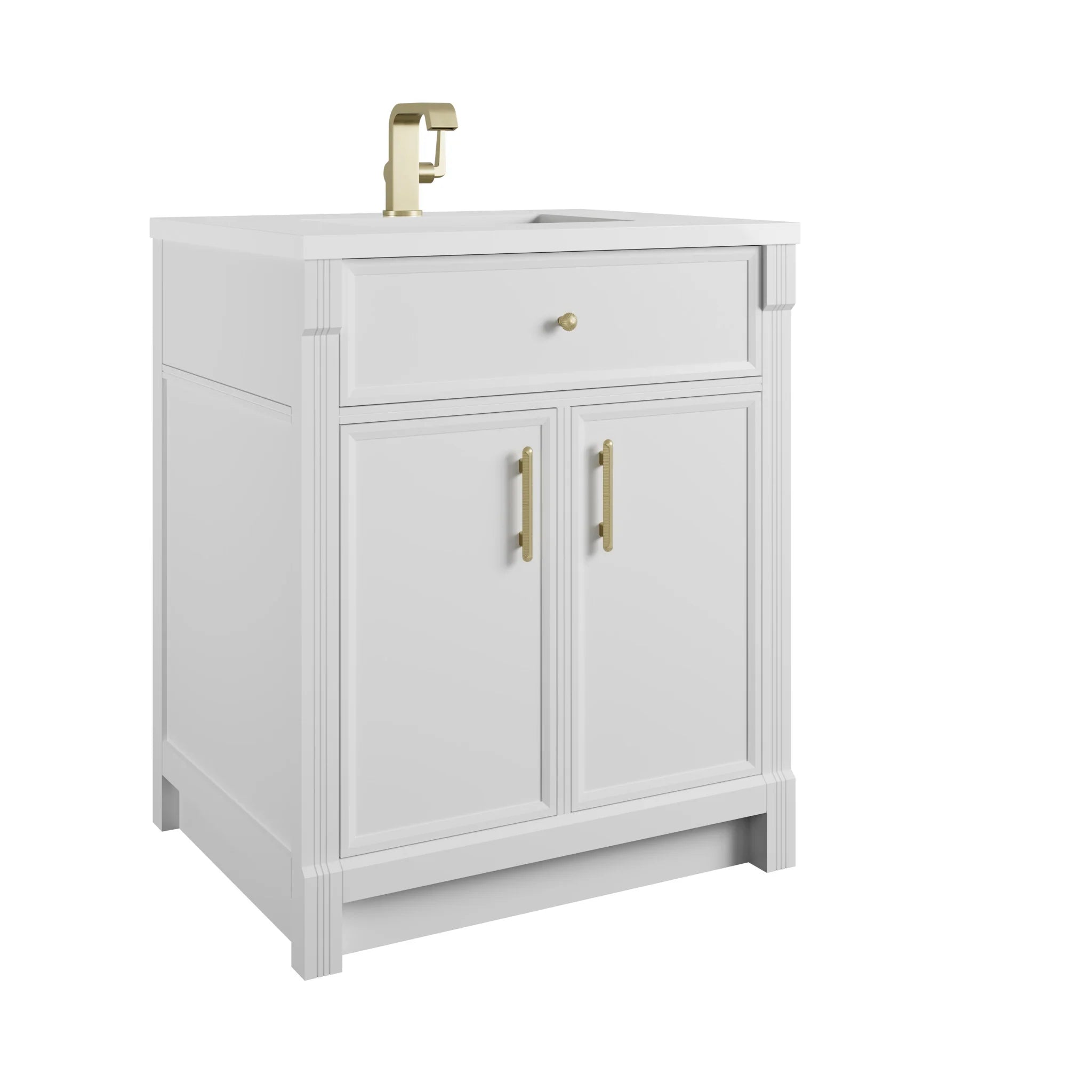 30" Bellshire Single Vanity in Bright White by James Martin Vanities-White Zeus Silestone & Backsplash 7